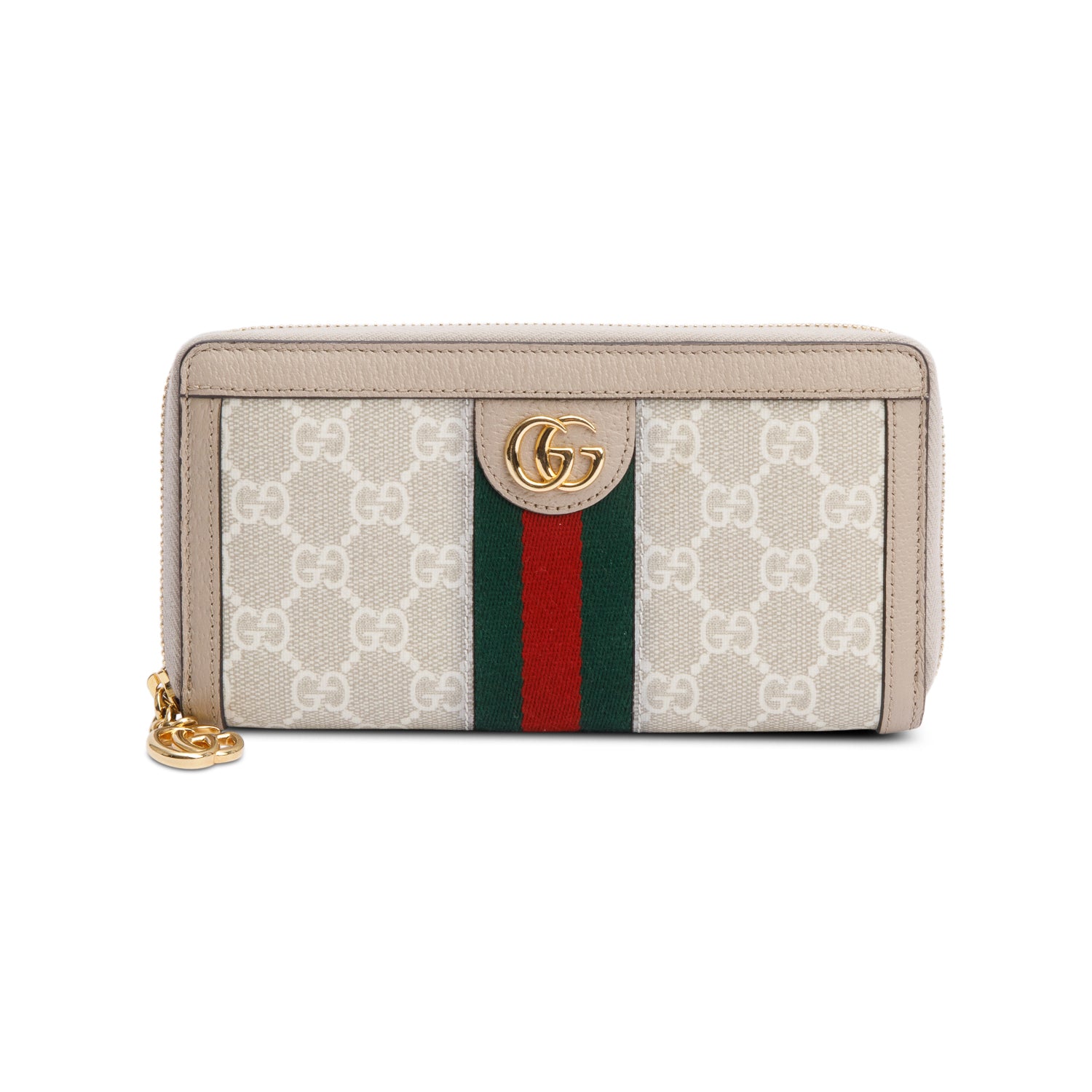 Gucci Beige GG Supreme Web Ophidia Zip Around Wallet