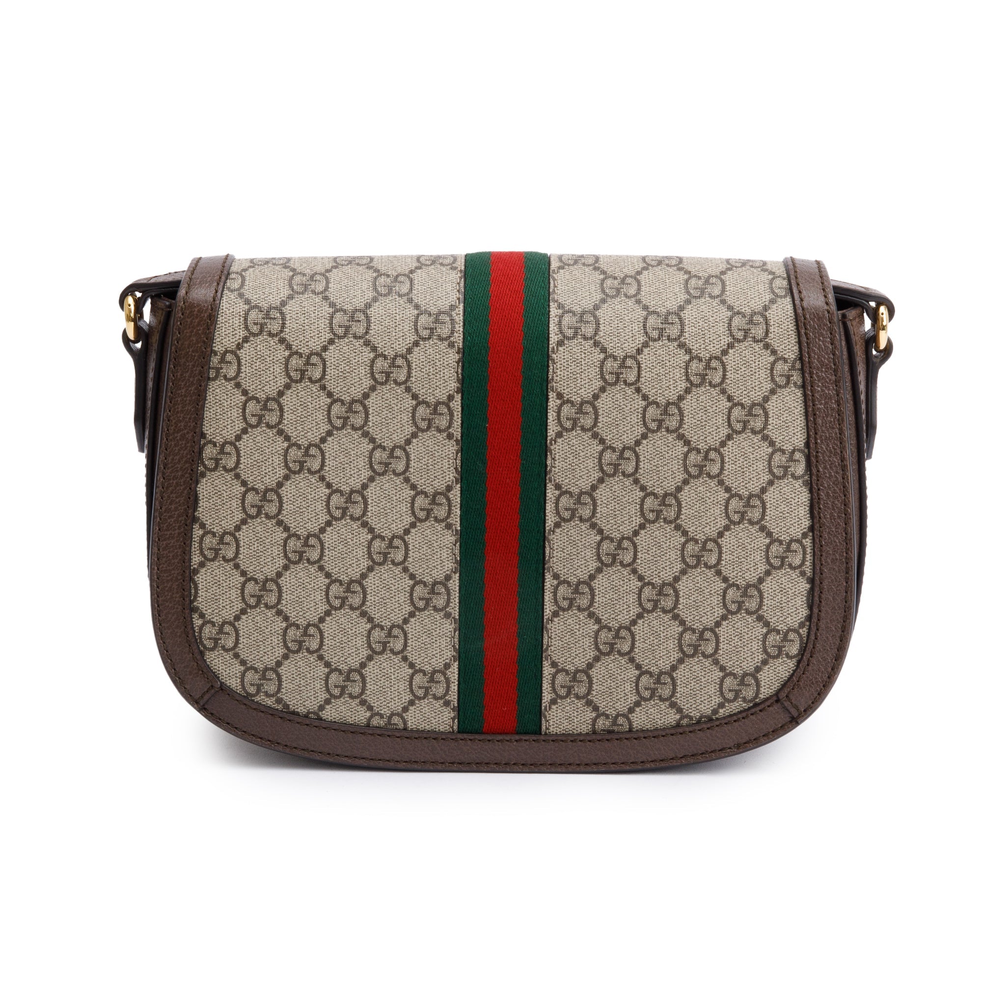 Gucci Beige GG Supreme Web Small Ophidia Flap Messenger Bag w/ Box