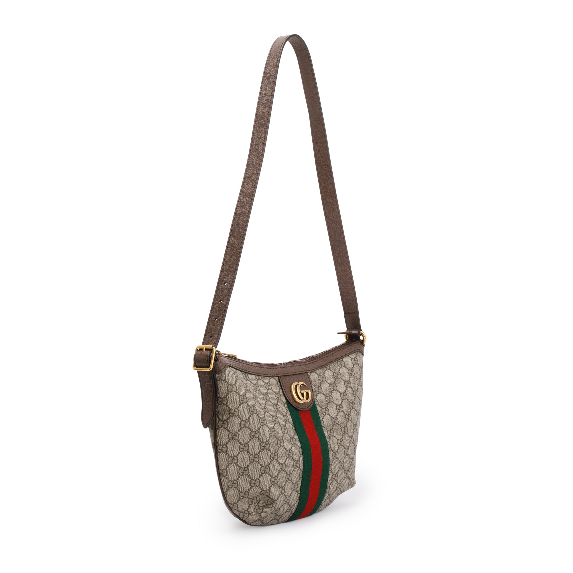 Gucci Beige GG Supreme Web Small Ophidia Half Moon Hobo