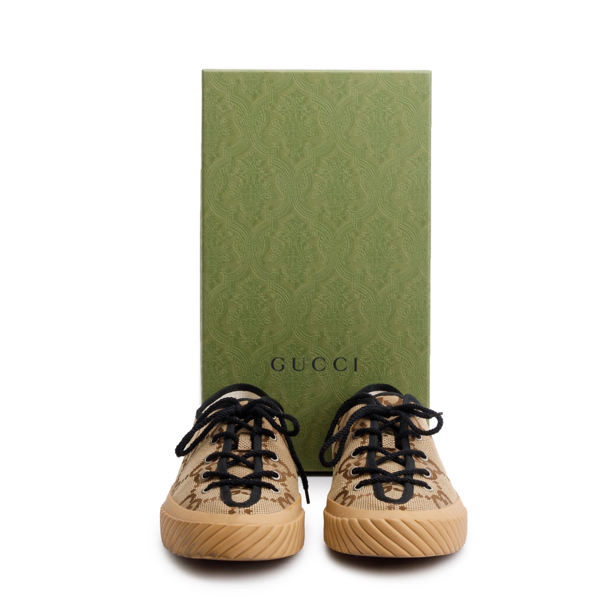 Gucci Beige Maxi GG Canvas Low Sneakers, Size 11 w/ Box