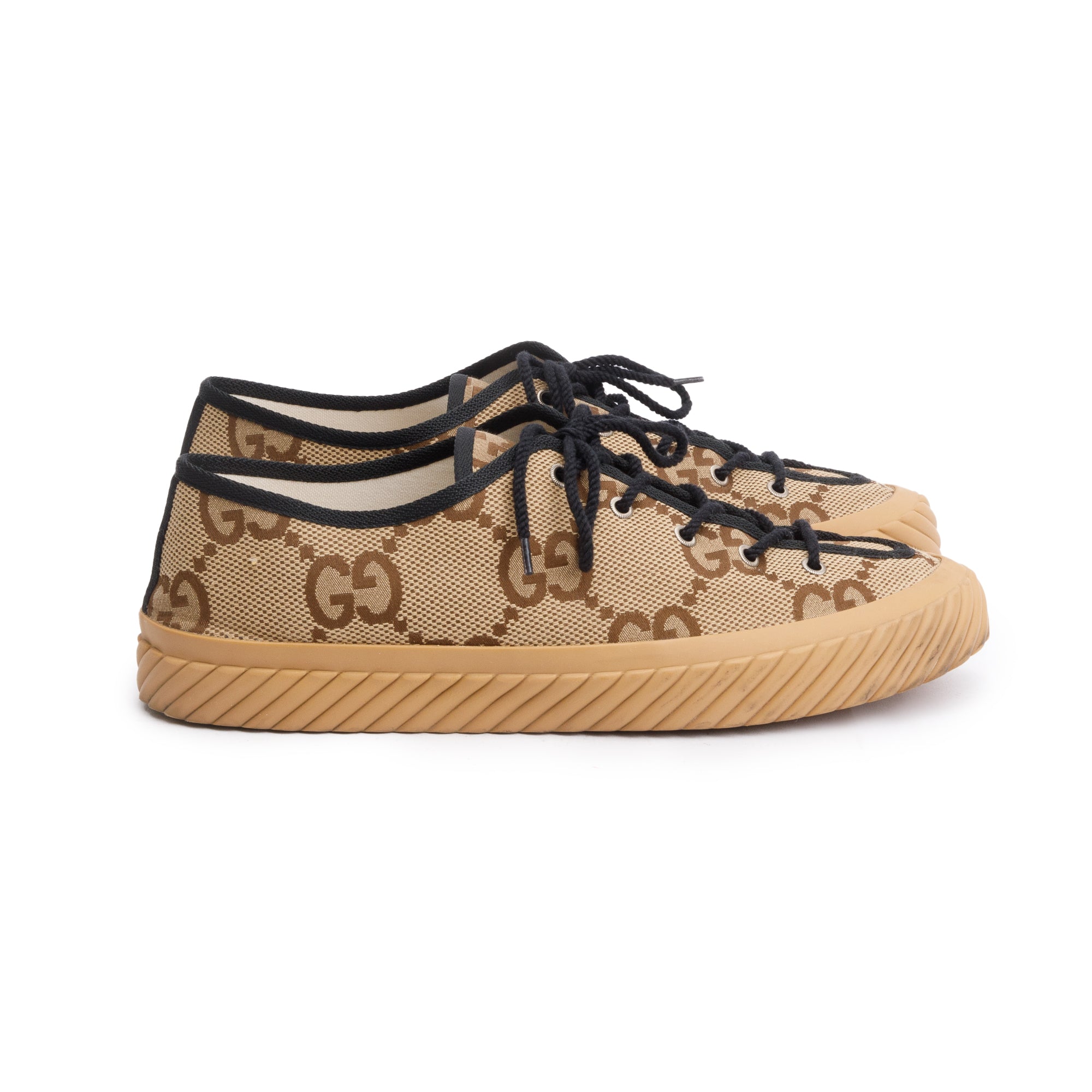 Gucci Beige Maxi GG Canvas Low Sneakers, Size 11 w/ Box