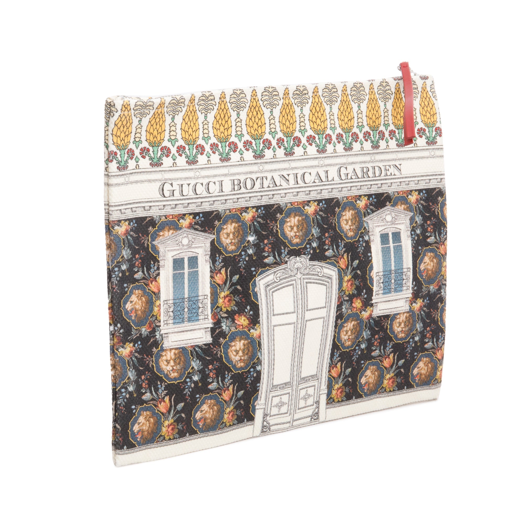 Gucci Beige Multicolor Botanical Garden Graphic Art Print Canvas Zip Pouch