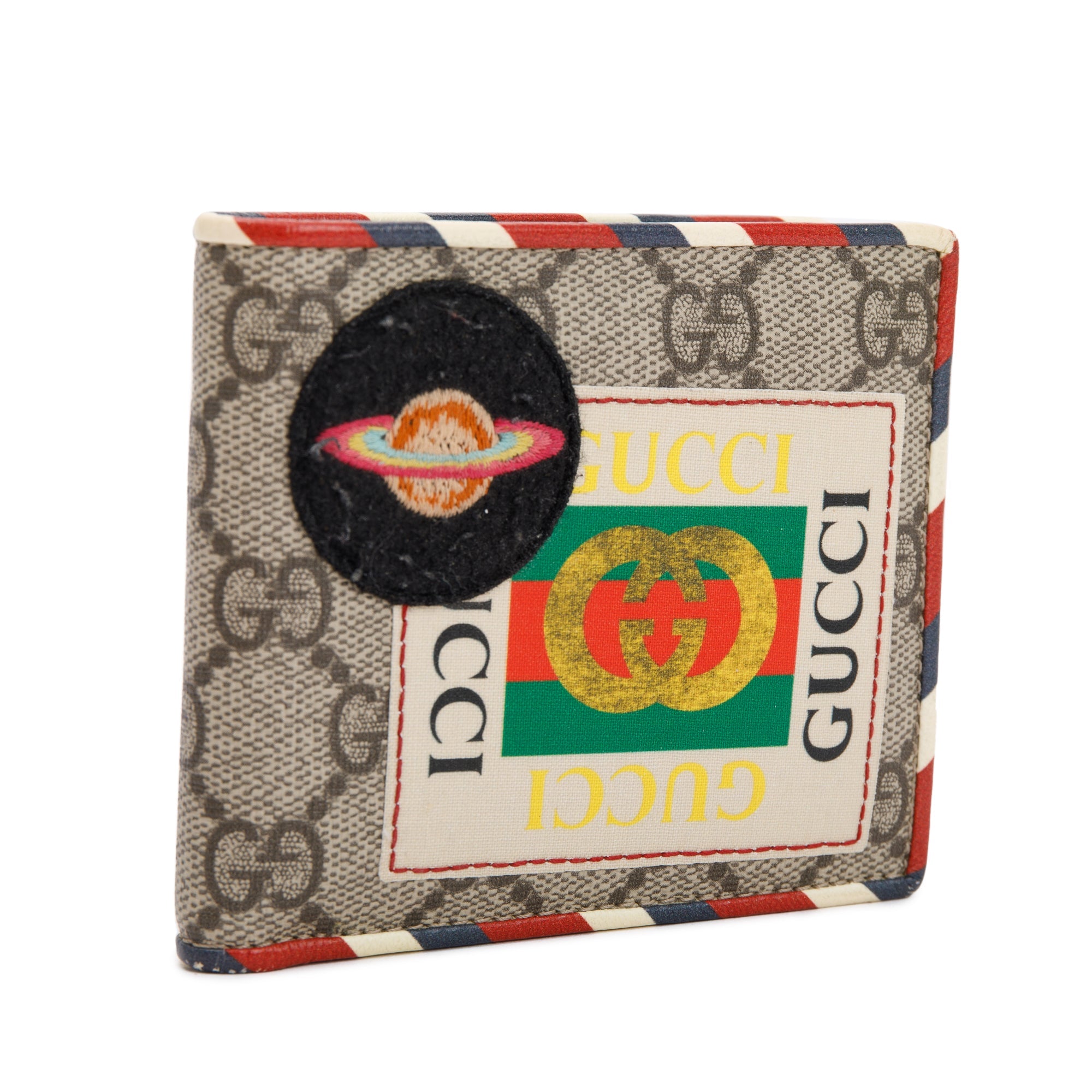 Gucci Beige & Multicolour Courrier GG Supreme Bifold Wallet