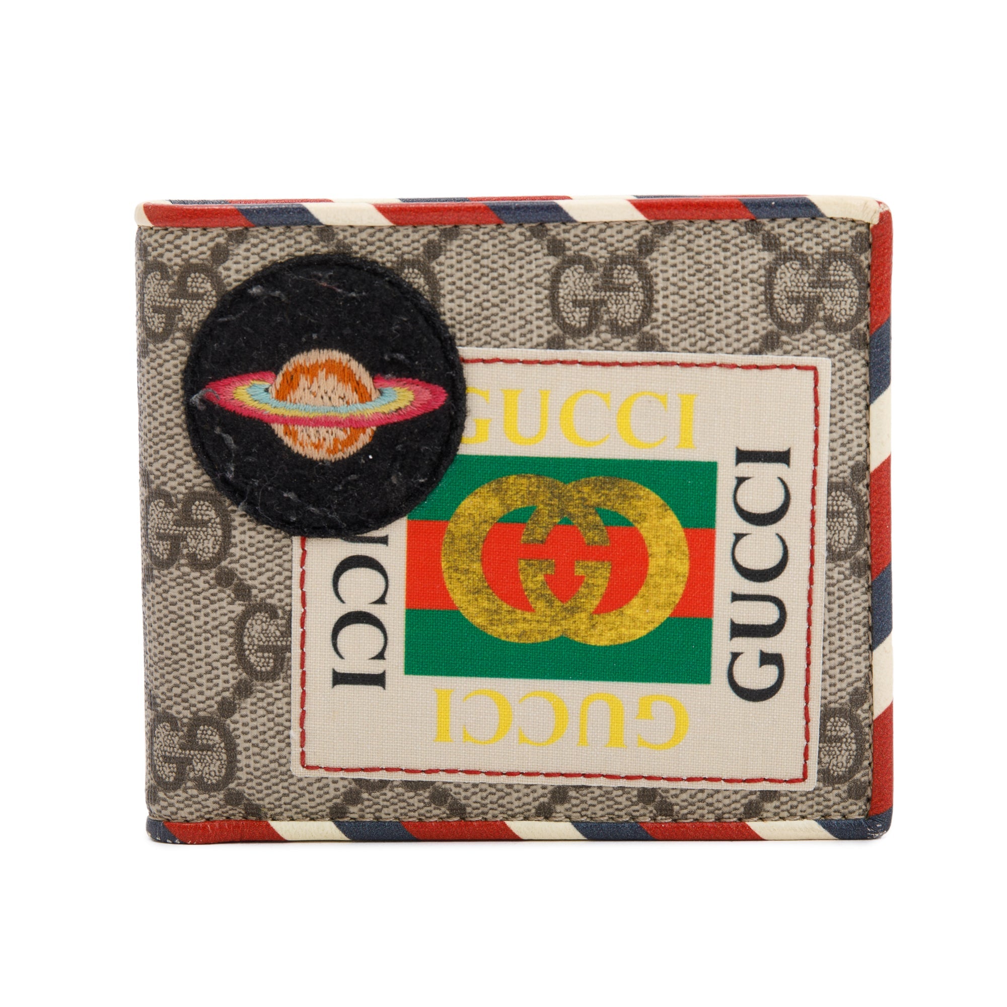 Gucci Beige & Multicolour Courrier GG Supreme Bifold Wallet