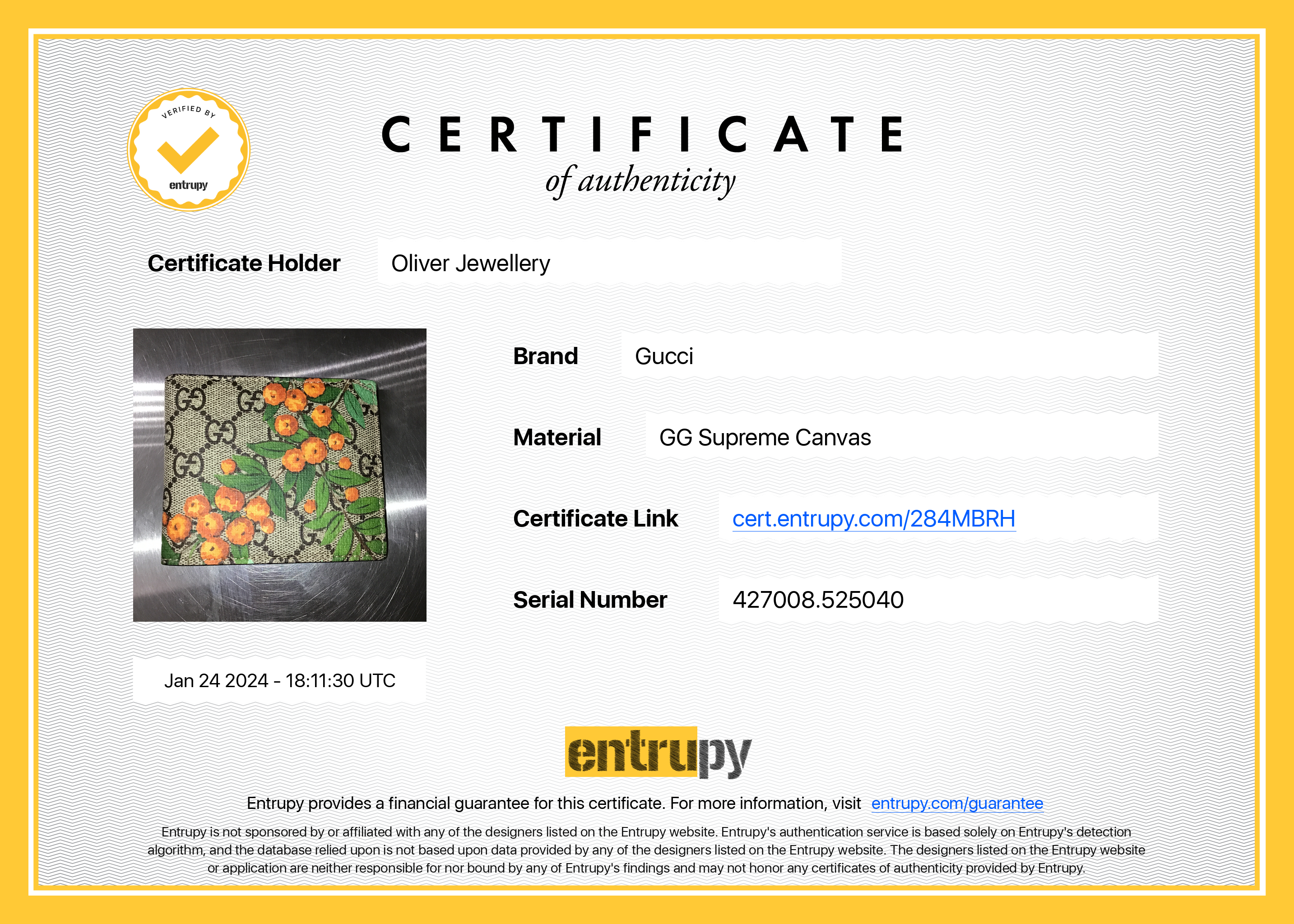 Gucci Beige & Multicolour GG Supreme Tian Bifold Wallet w/ Box