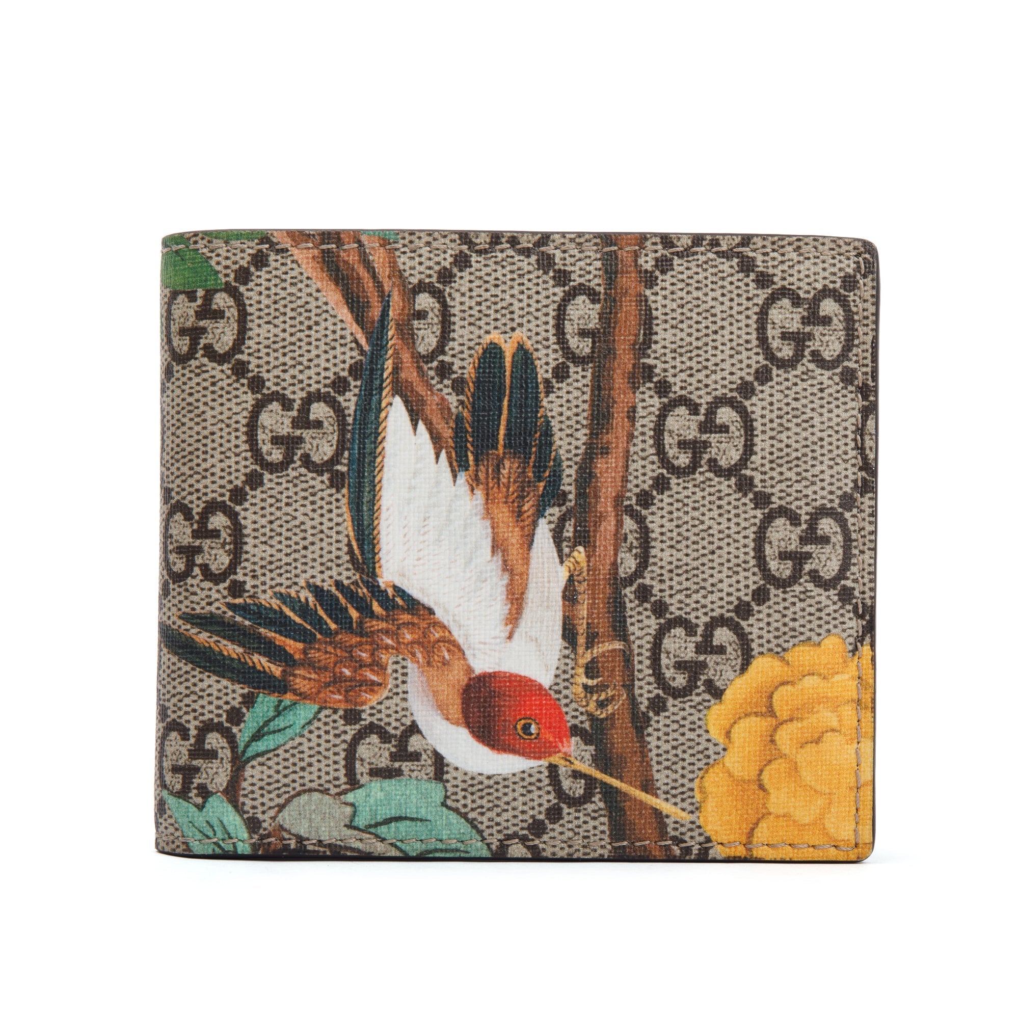 Gucci Beige & Multicolour GG Supreme Tian Bifold Wallet w/ Box