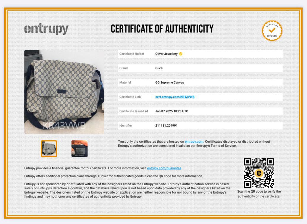 Gucci Beige & Navy GG Plus Diaper Bag