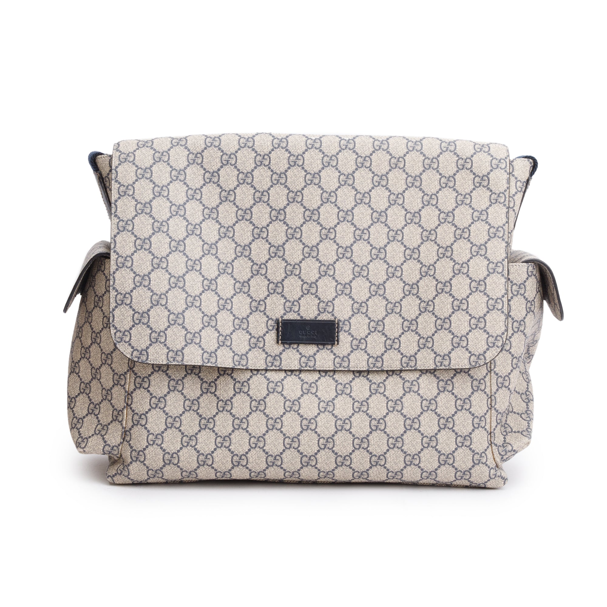 Gucci Beige & Navy GG Plus Diaper Bag