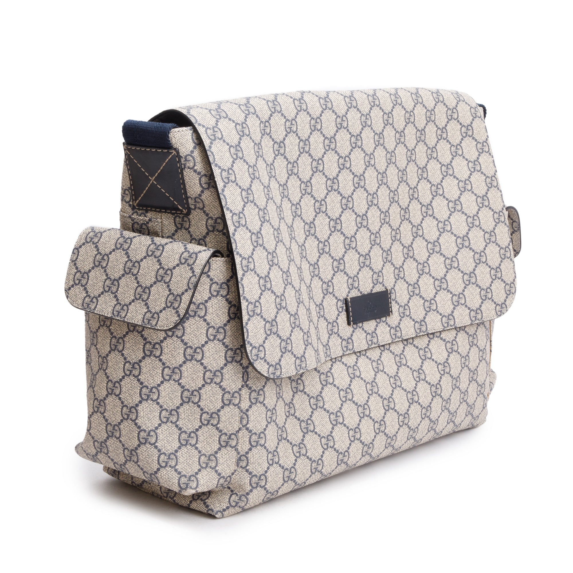 Gucci Beige & Navy GG Plus Diaper Bag