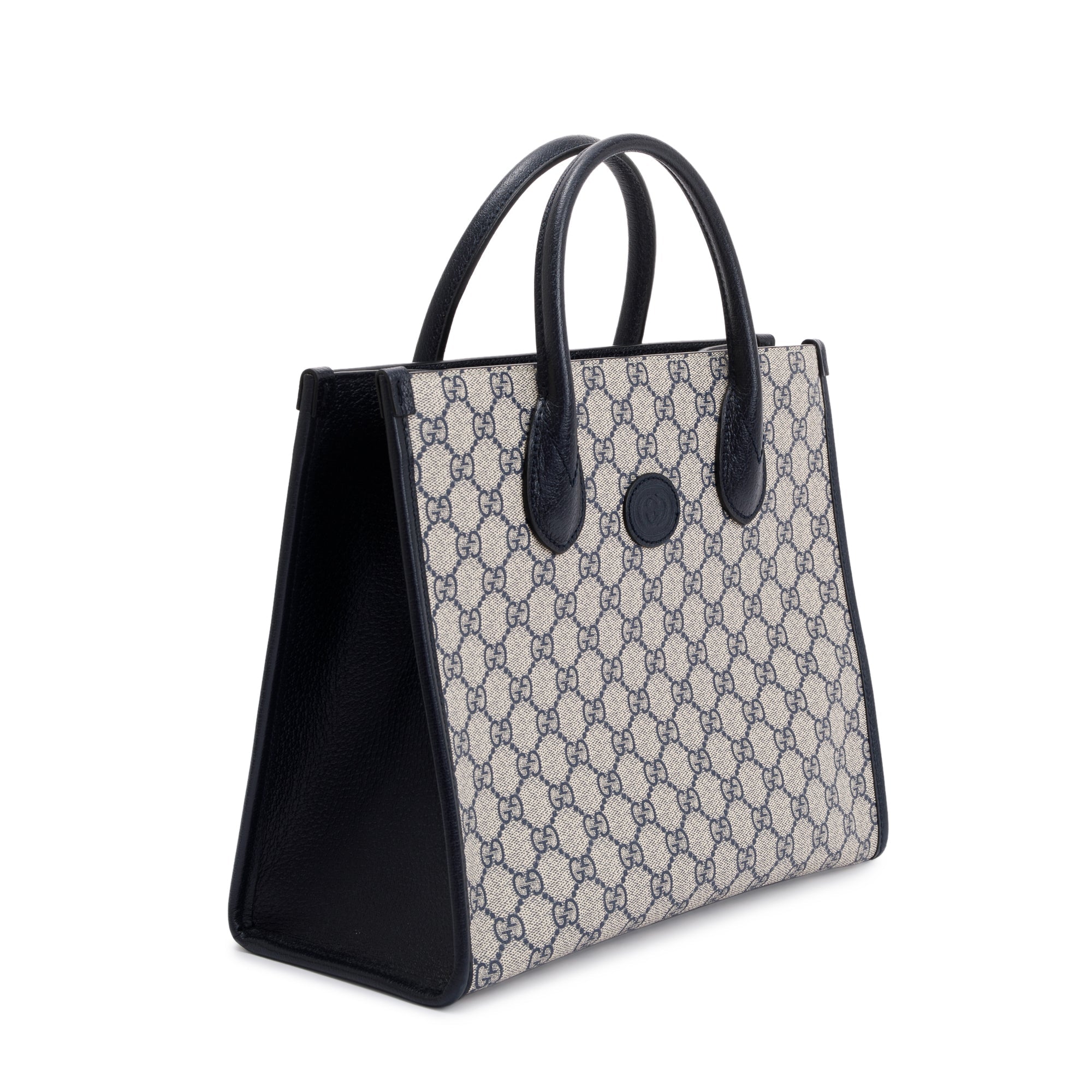 Gucci Beige & Navy GG Supreme Small Tote