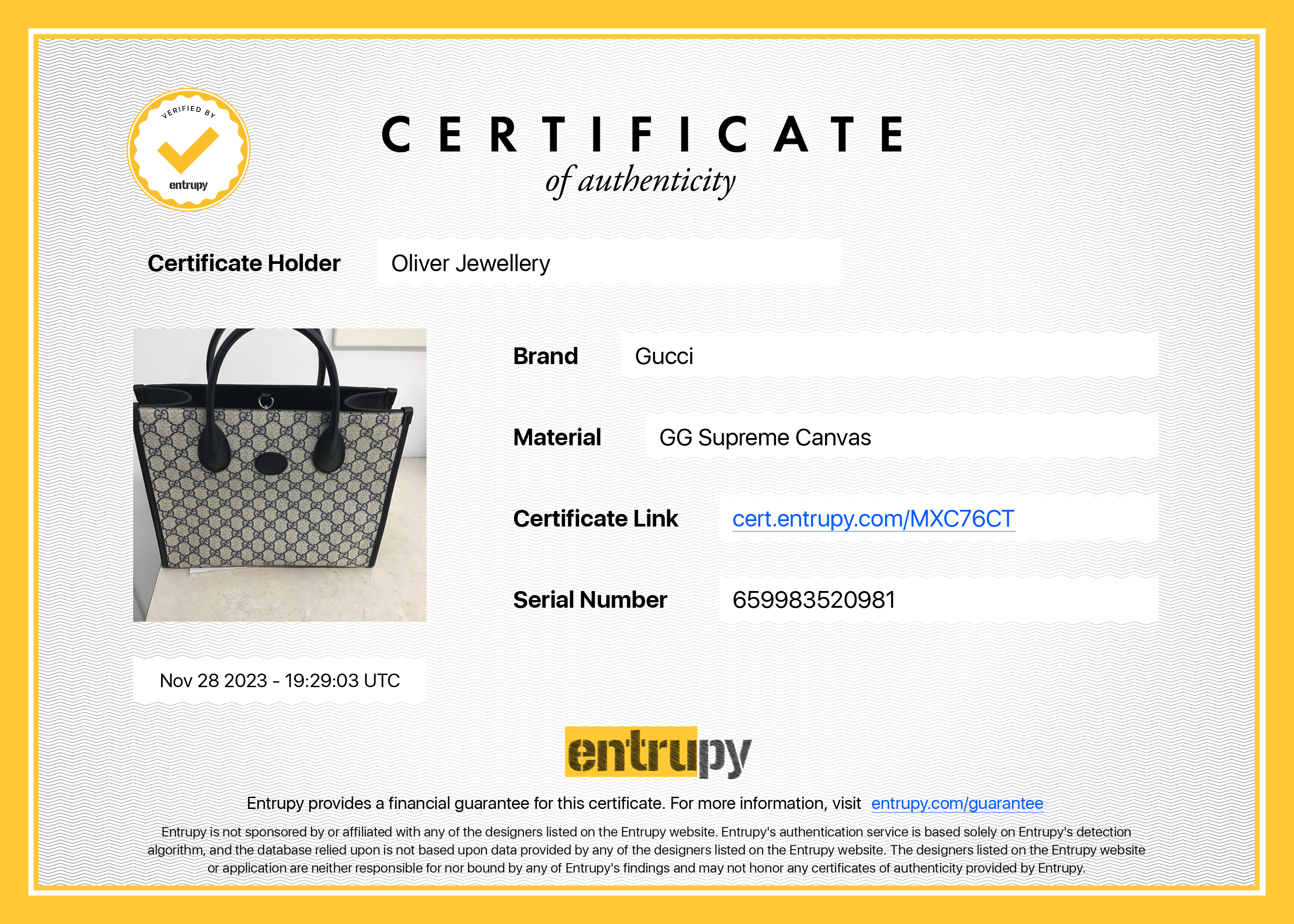 Gucci Beige & Navy GG Supreme Small Tote