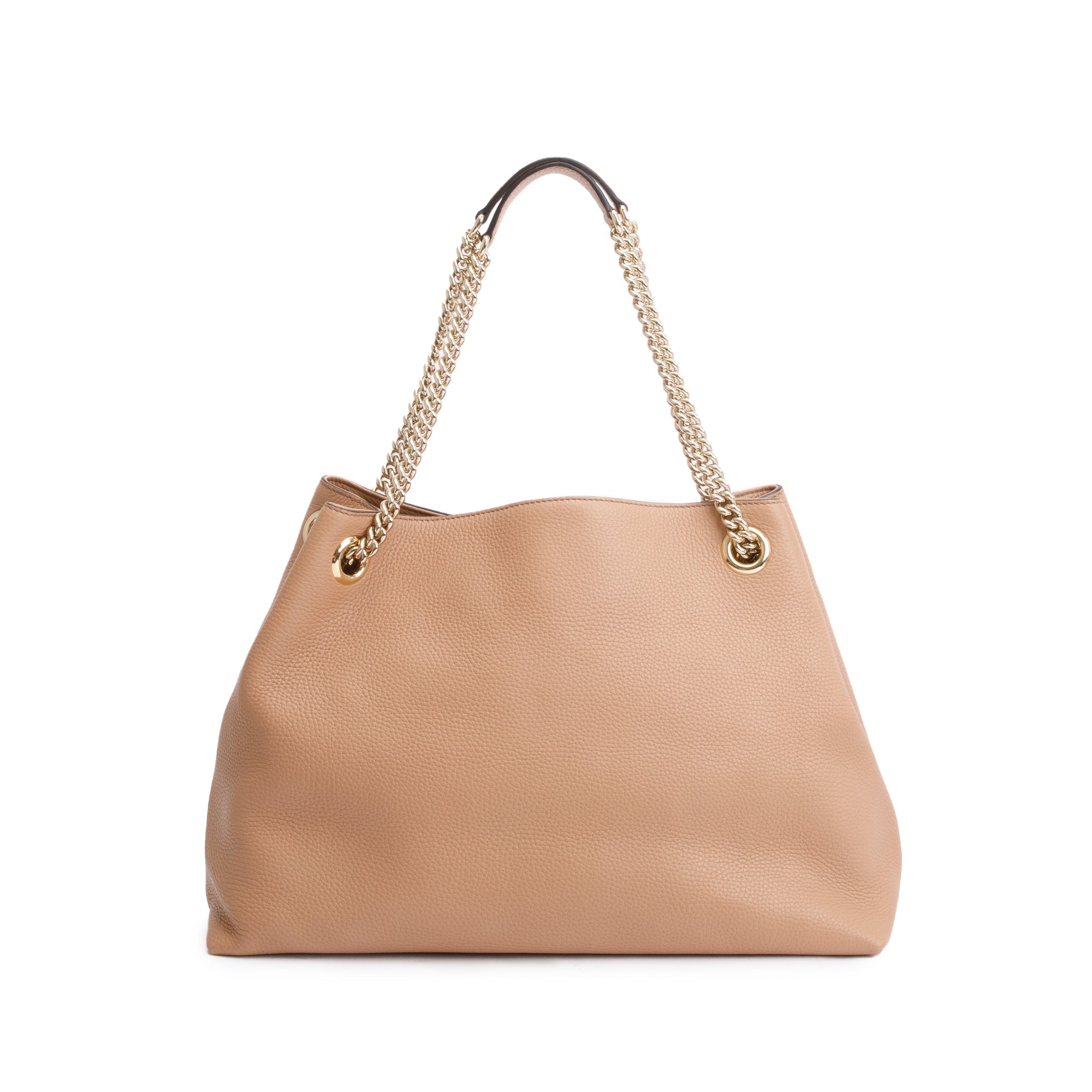Gucci Beige Pebbled Calfksin Leather Medium Soho Chain Tote