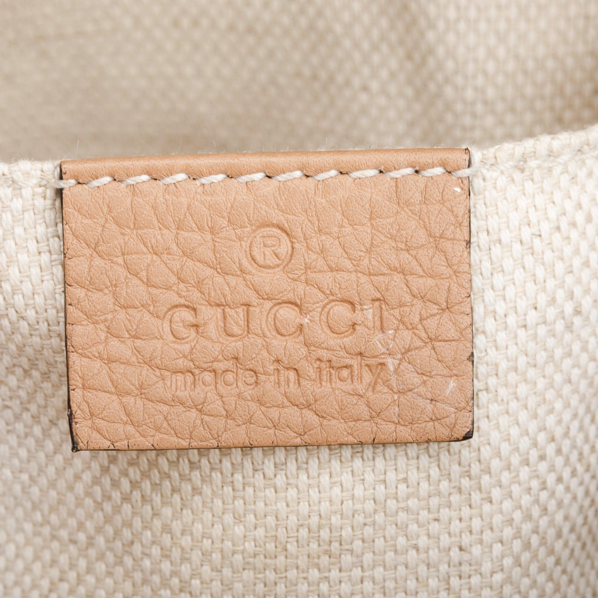 Gucci Beige Pebbled Calfskin Leather Small Soho Disco Bag w/ Box