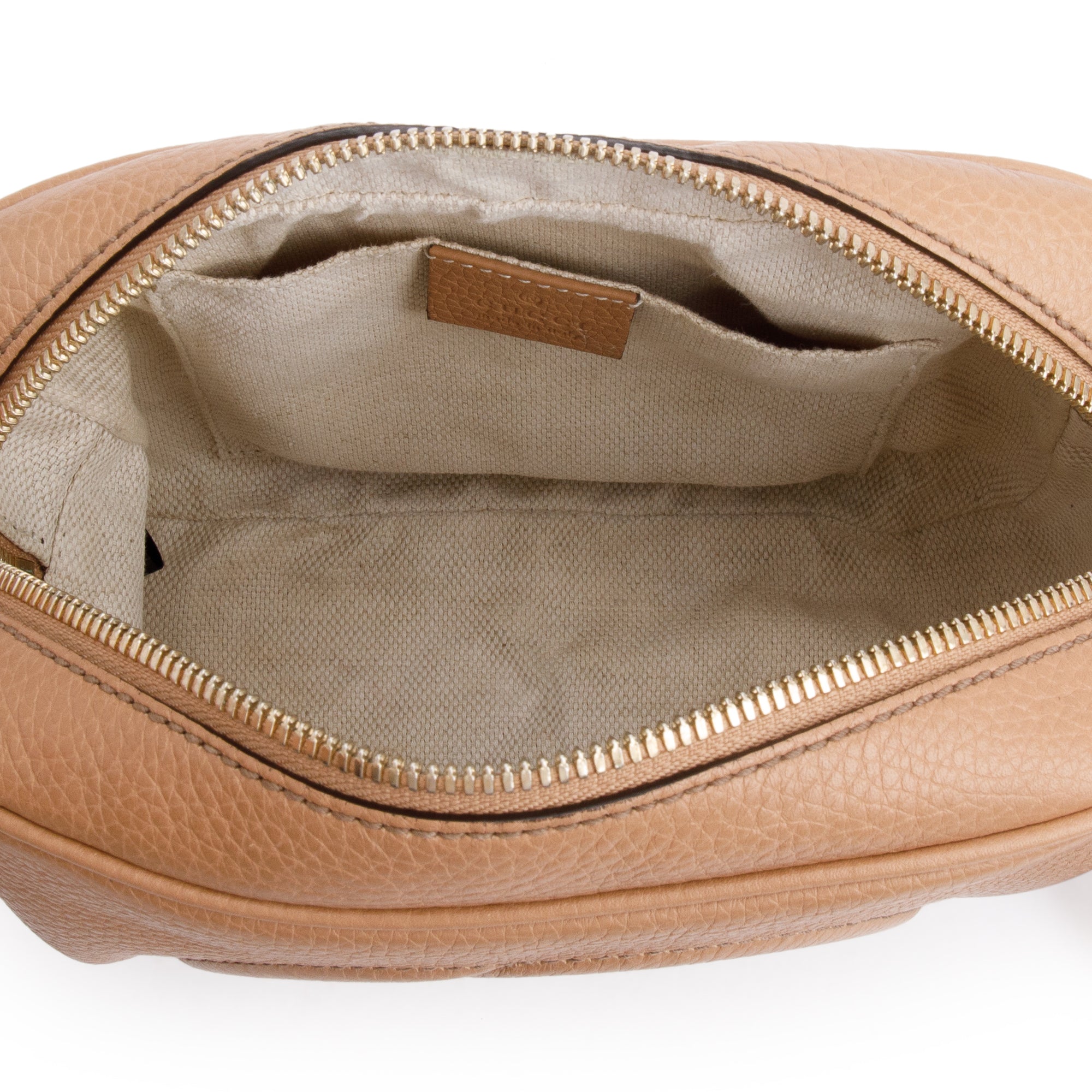 Gucci Beige Pebbled Calfskin Leather Small Soho Disco Bag w/ Box