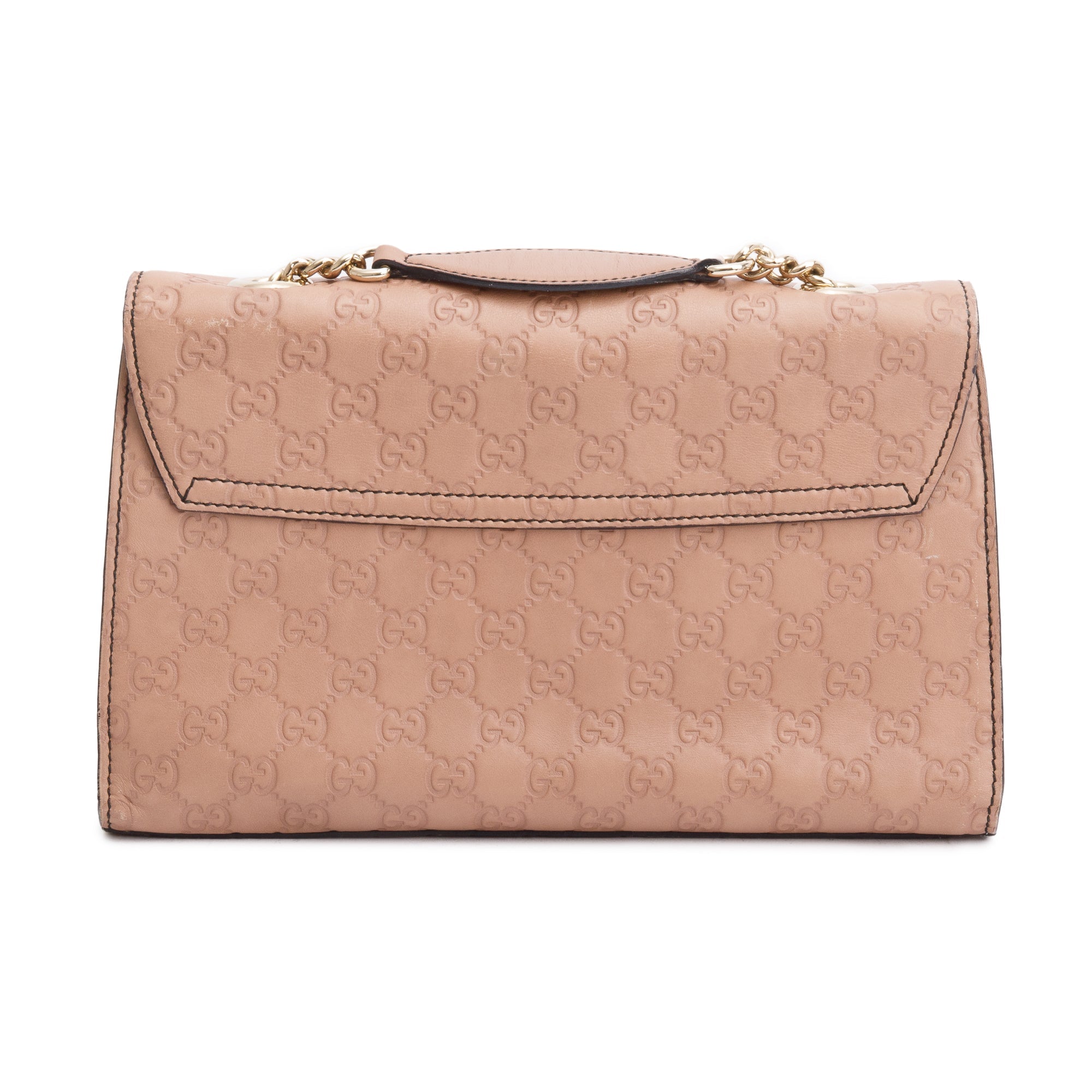 Gucci Beige Signature Leather Small Emily Chain Shoulder Bag