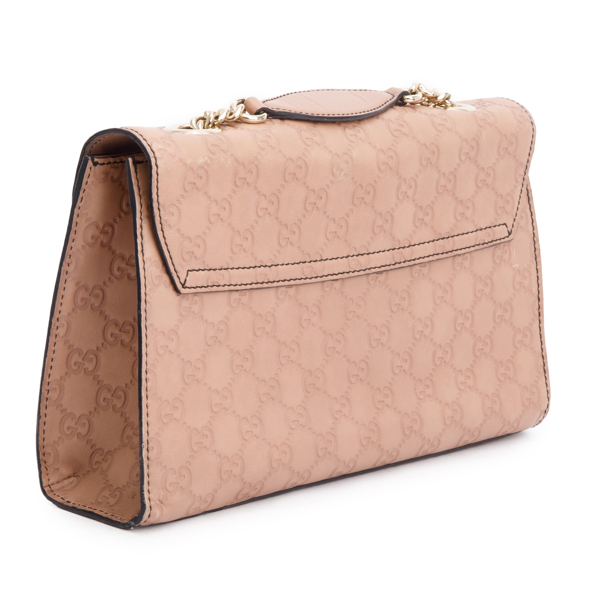 Gucci Beige Signature Leather Small Emily Chain Shoulder Bag