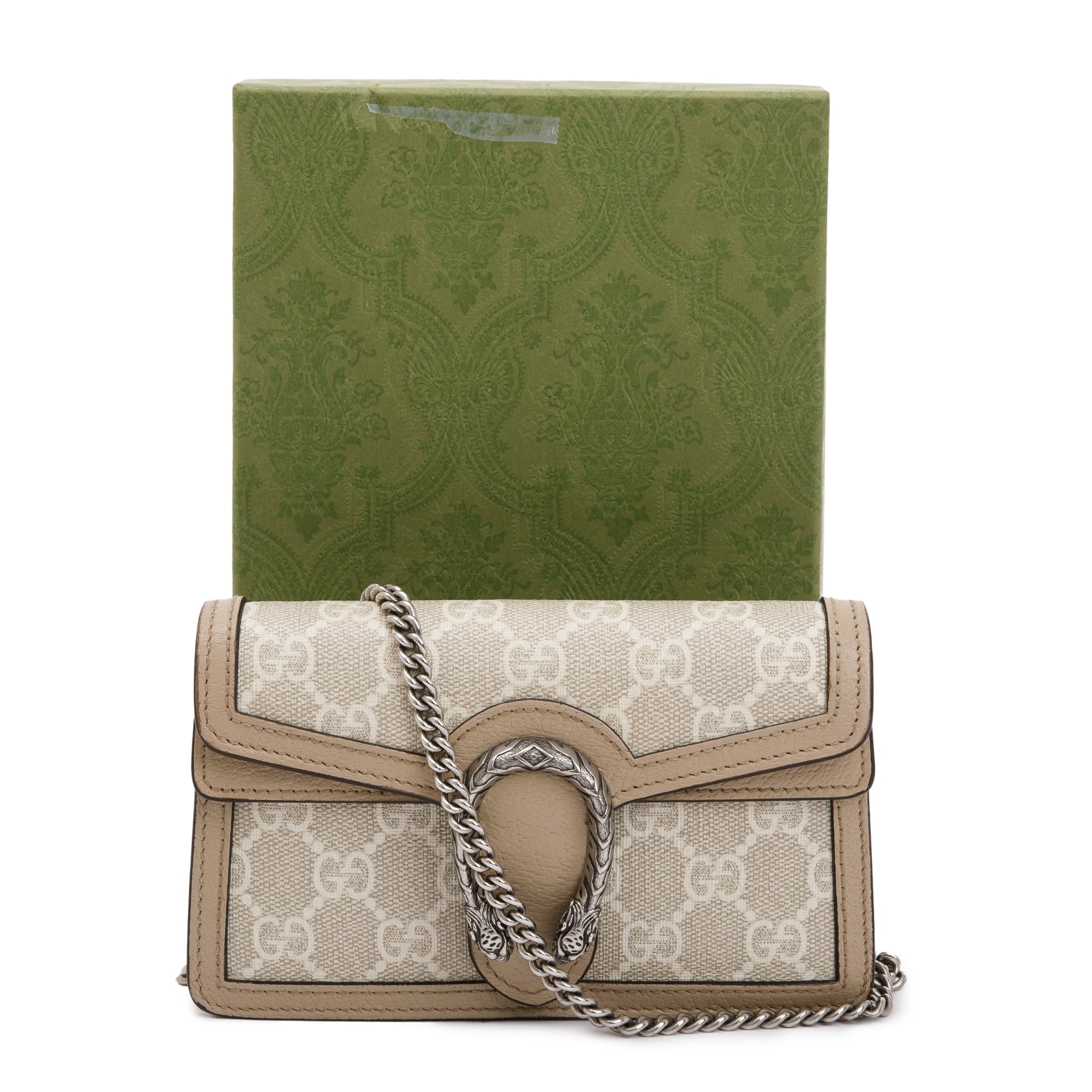 Gucci Beige & White GG Supreme Dionysus Super Mini Bag w/ Box