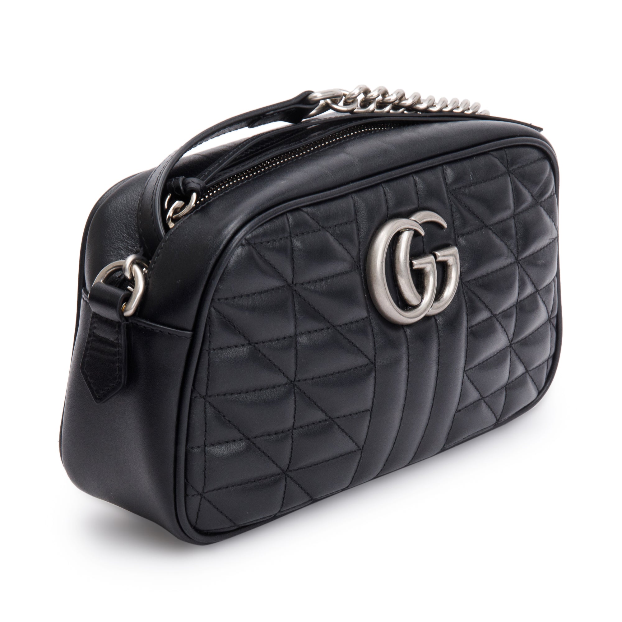 Gucci Black Aria GG Marmont Matelasse Small Shoulder Bag