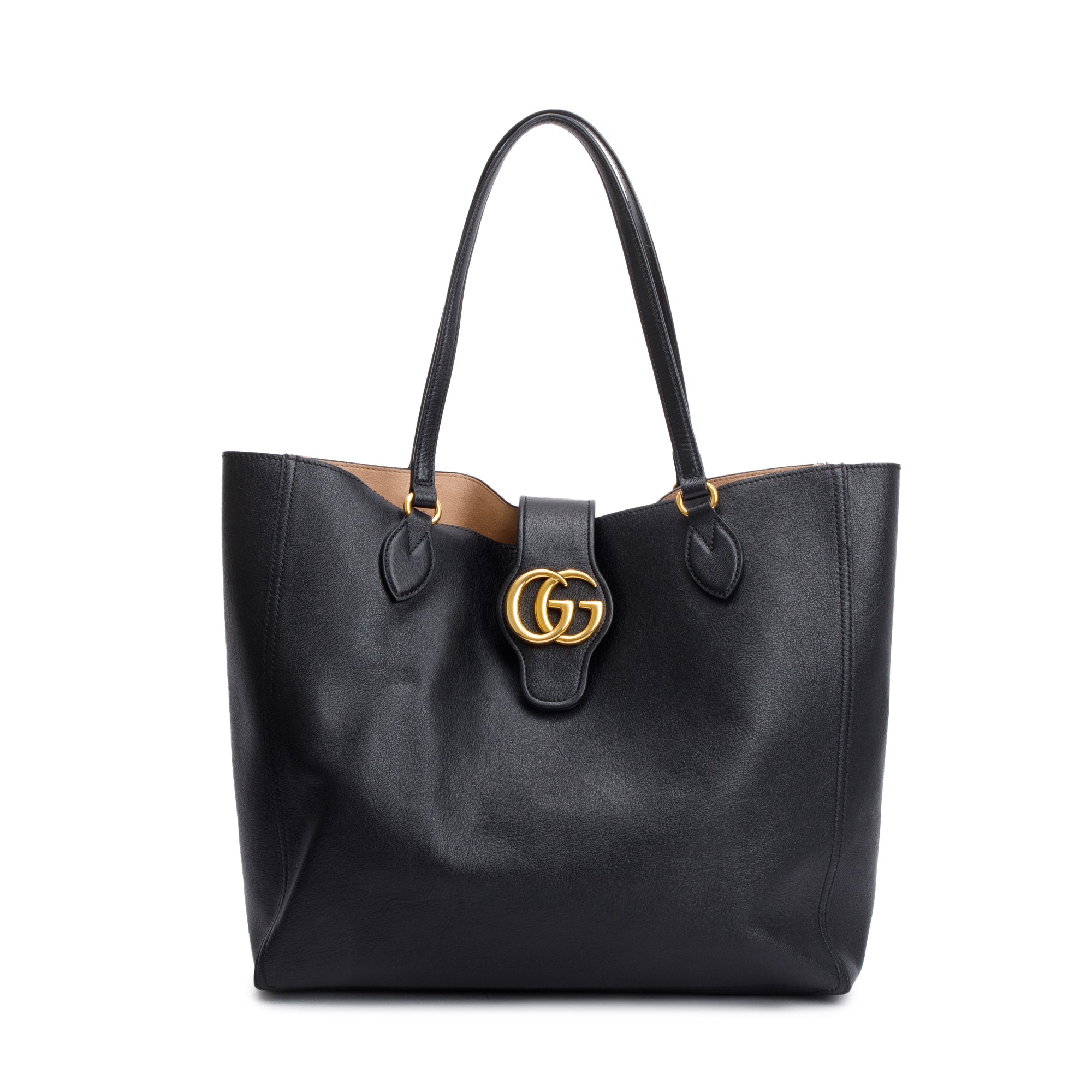 Gucci Black Calfksin Leather Medium Dahlia Tote w/ Pouch