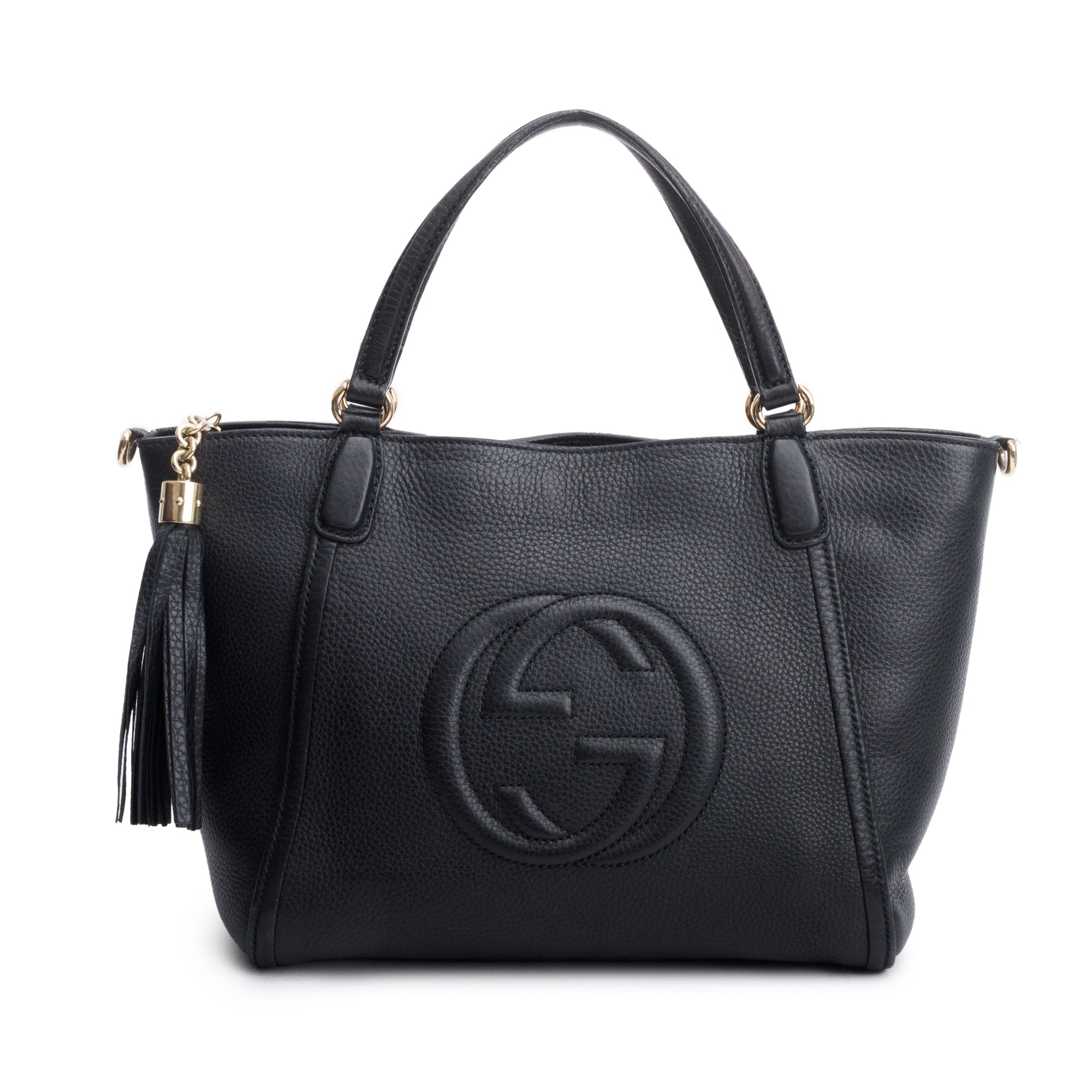 Gucci Black Calfksin Leather Small Soho Cellarius Tote w/ Strap