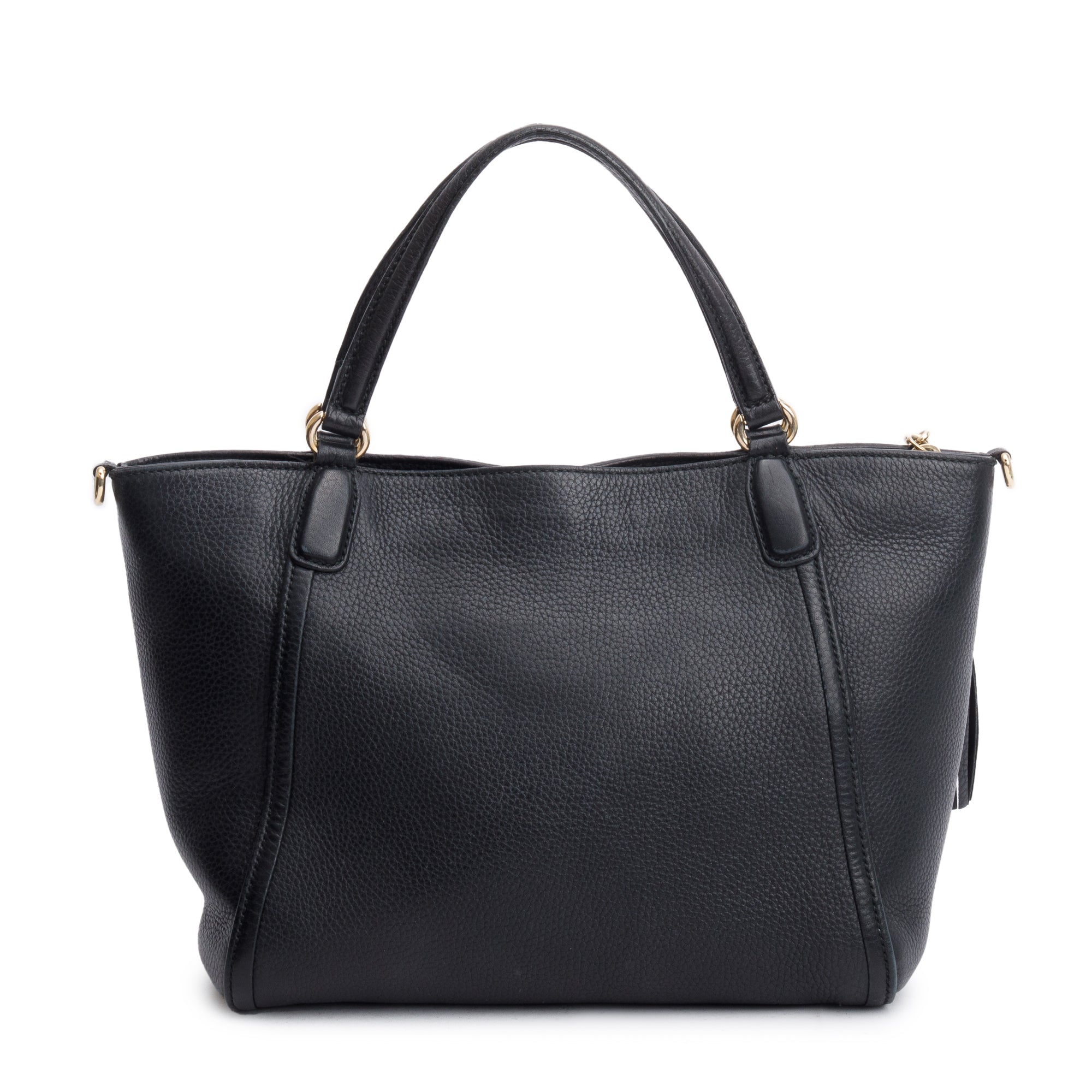 Gucci Black Calfksin Leather Small Soho Cellarius Tote w/ Strap