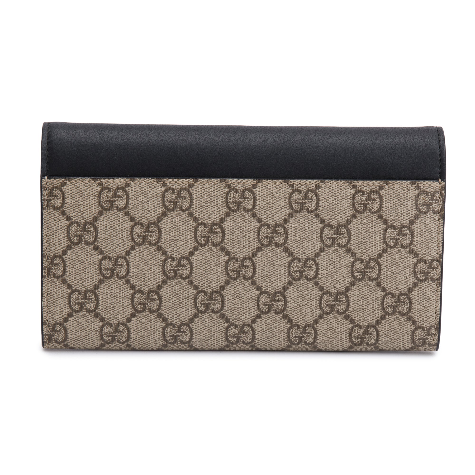 Gucci Black Calfskin GG Supreme Monogram Continental Wallet