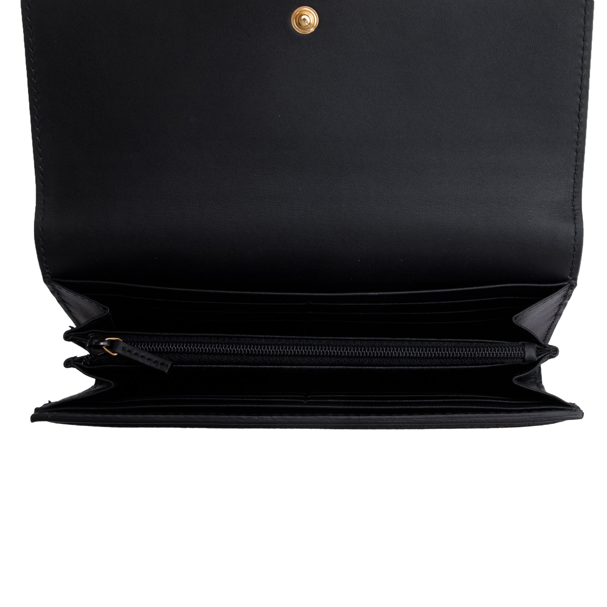 Gucci Black Calfskin GG Supreme Monogram Continental Wallet