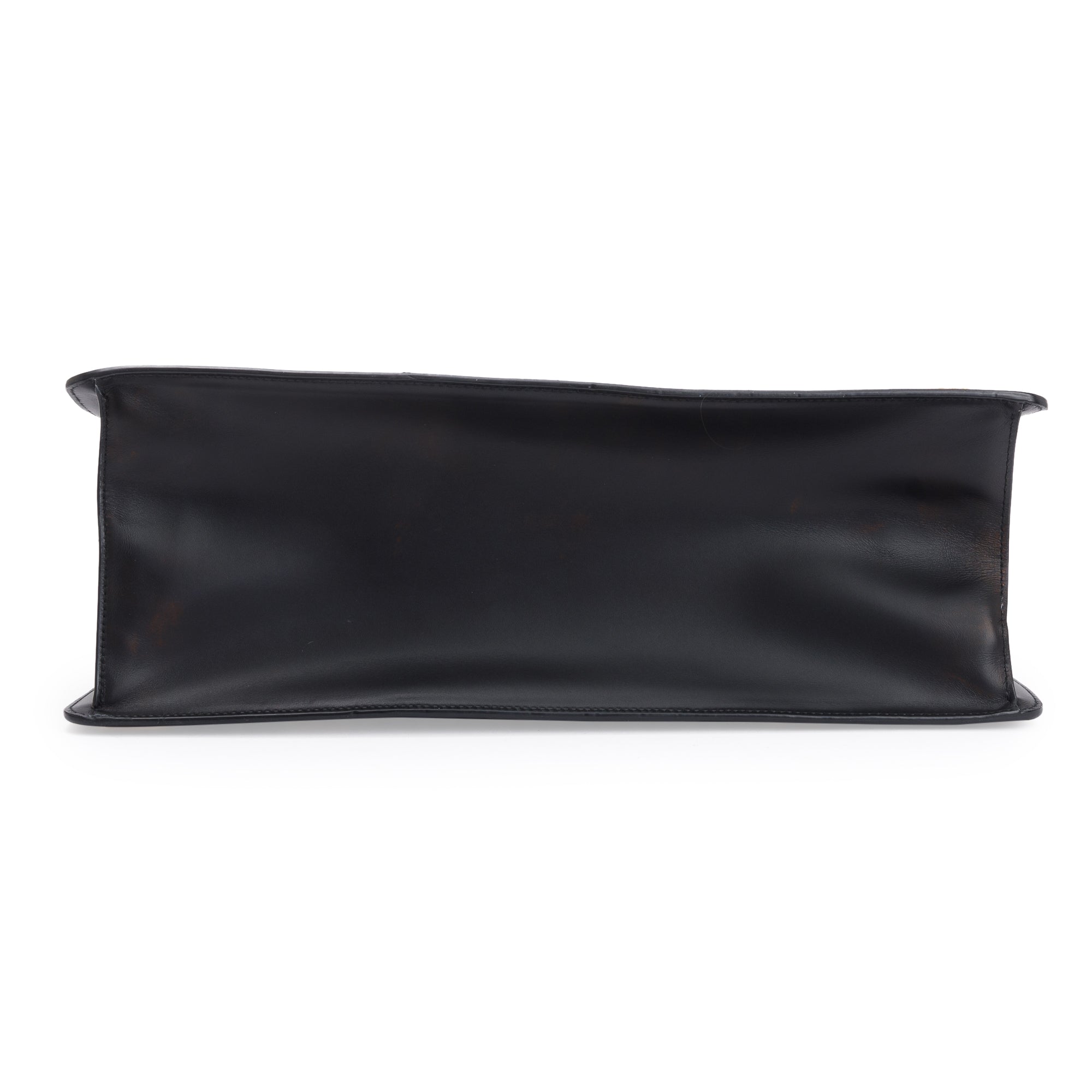 Gucci Black Calfskin Leather Animal Studs Maxi Sylvie Handle Bag w/ Strap