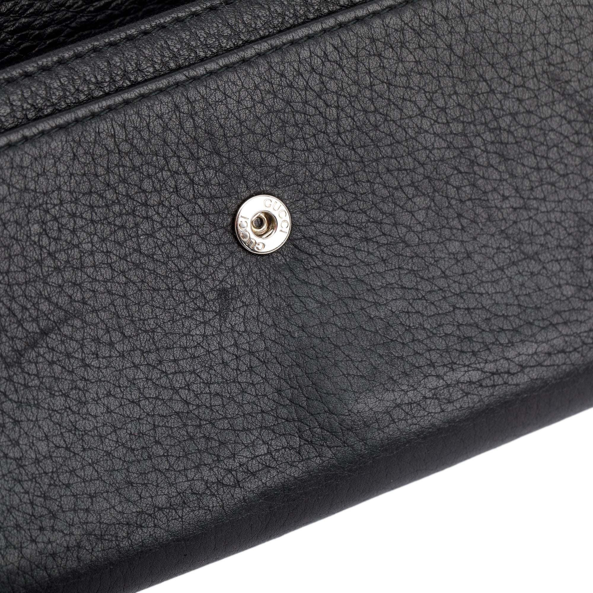 Gucci Black Calfskin Leather Bamboo Flap Continental Wallet