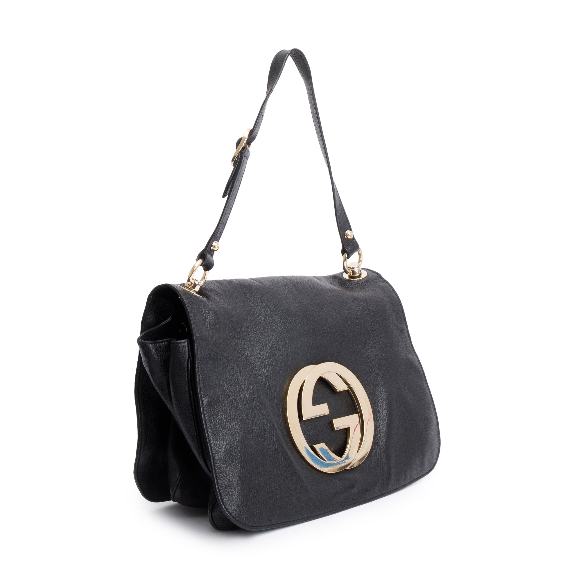 Gucci Black Calfskin Leather Blondie Flap Shoulder Bag