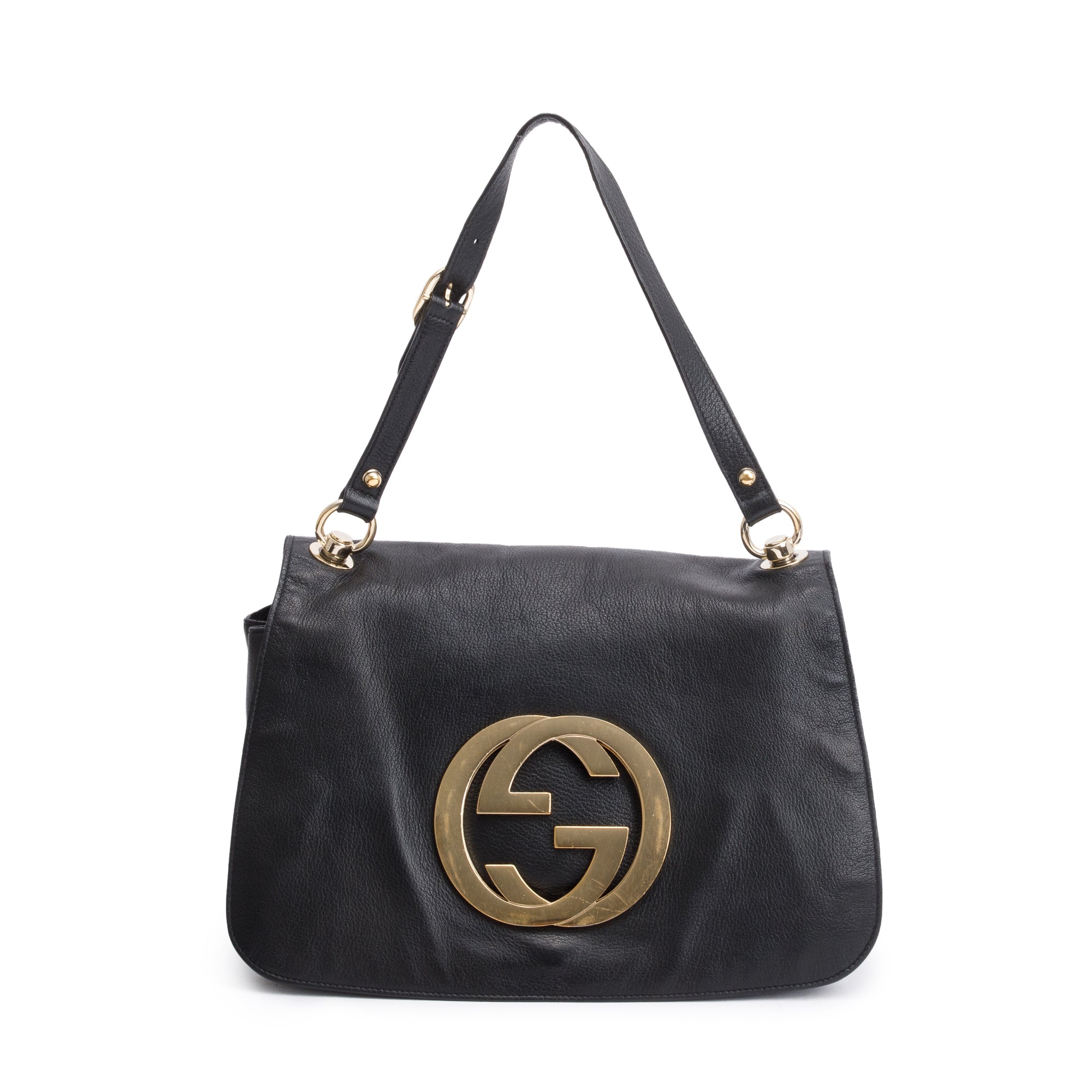 Gucci Black Calfskin Leather Blondie Flap Shoulder Bag