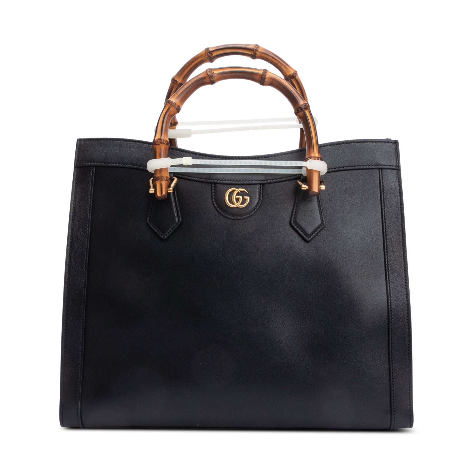 Gucci Black Calfskin Leather Diana Medium Tote Bag w/ Straps