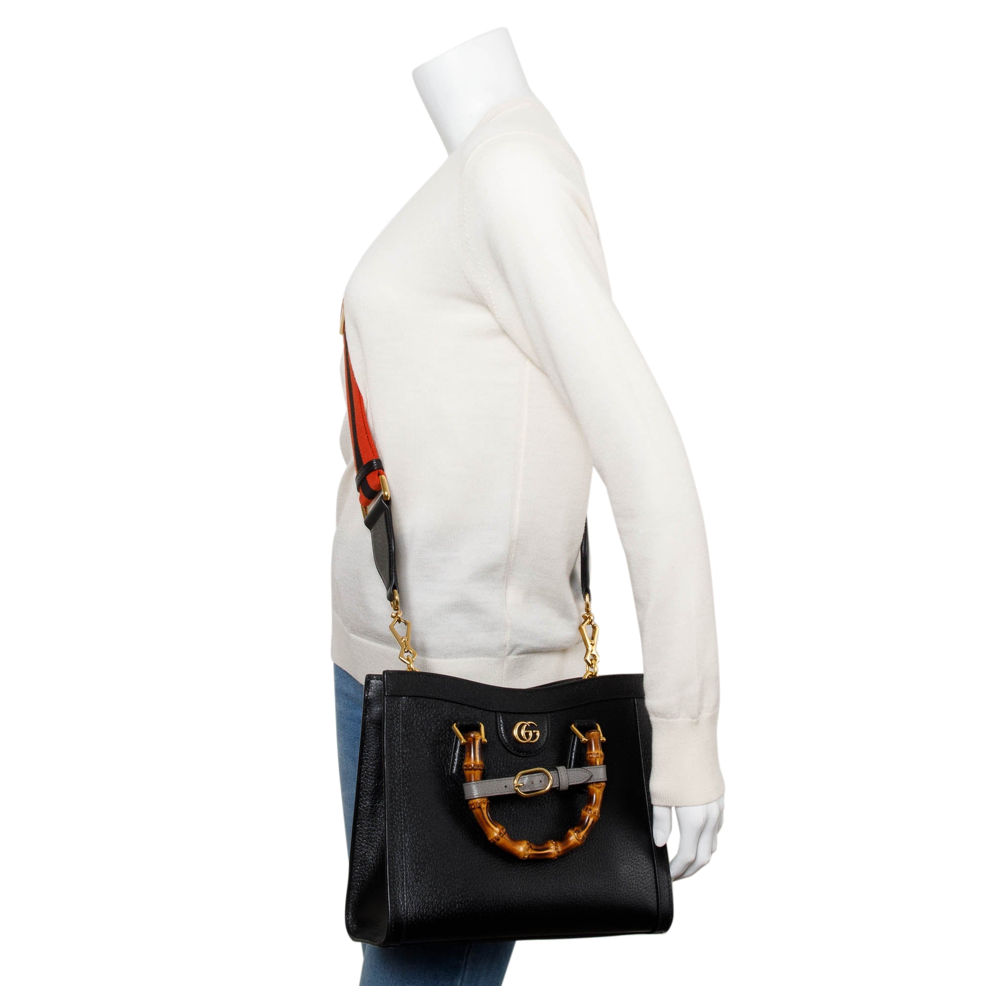 Gucci Black Calfskin Leather Diana Small Tote Bag w/ Straps & Box