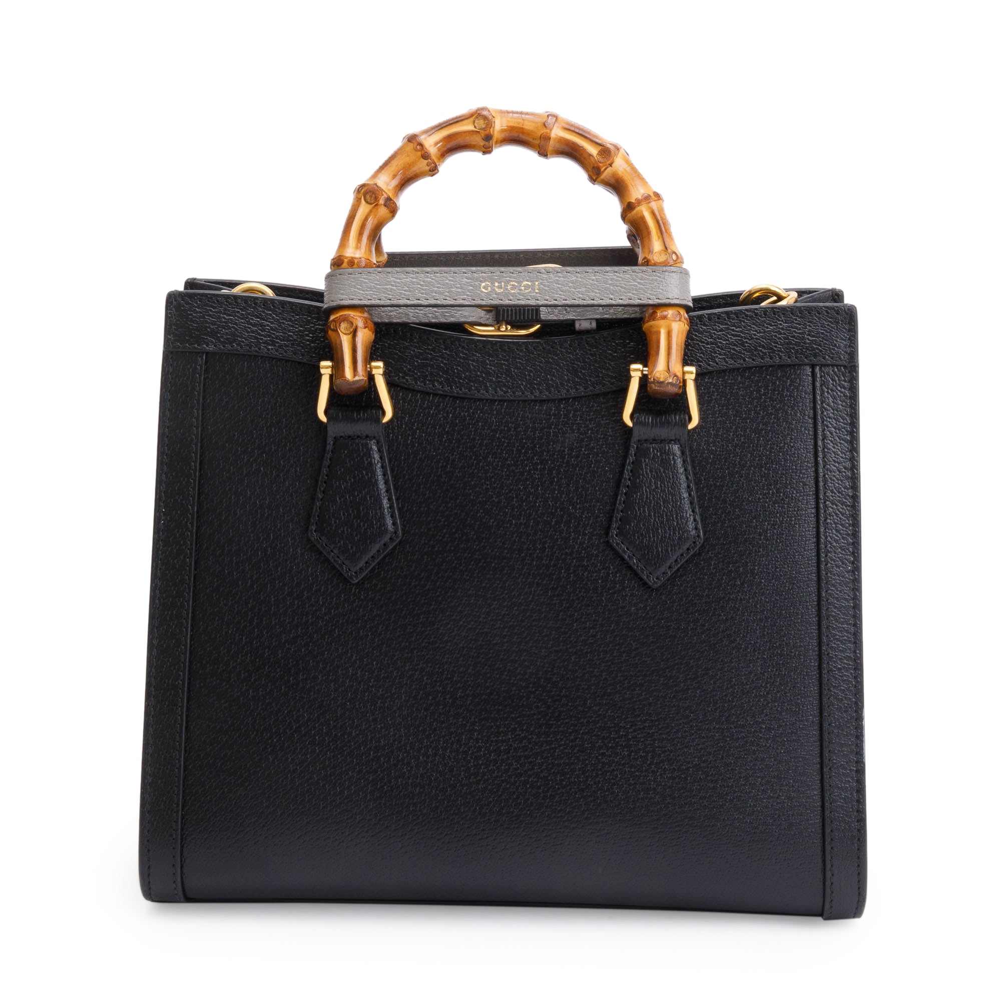 Gucci Black Calfskin Leather Diana Small Tote Bag w/ Straps & Box