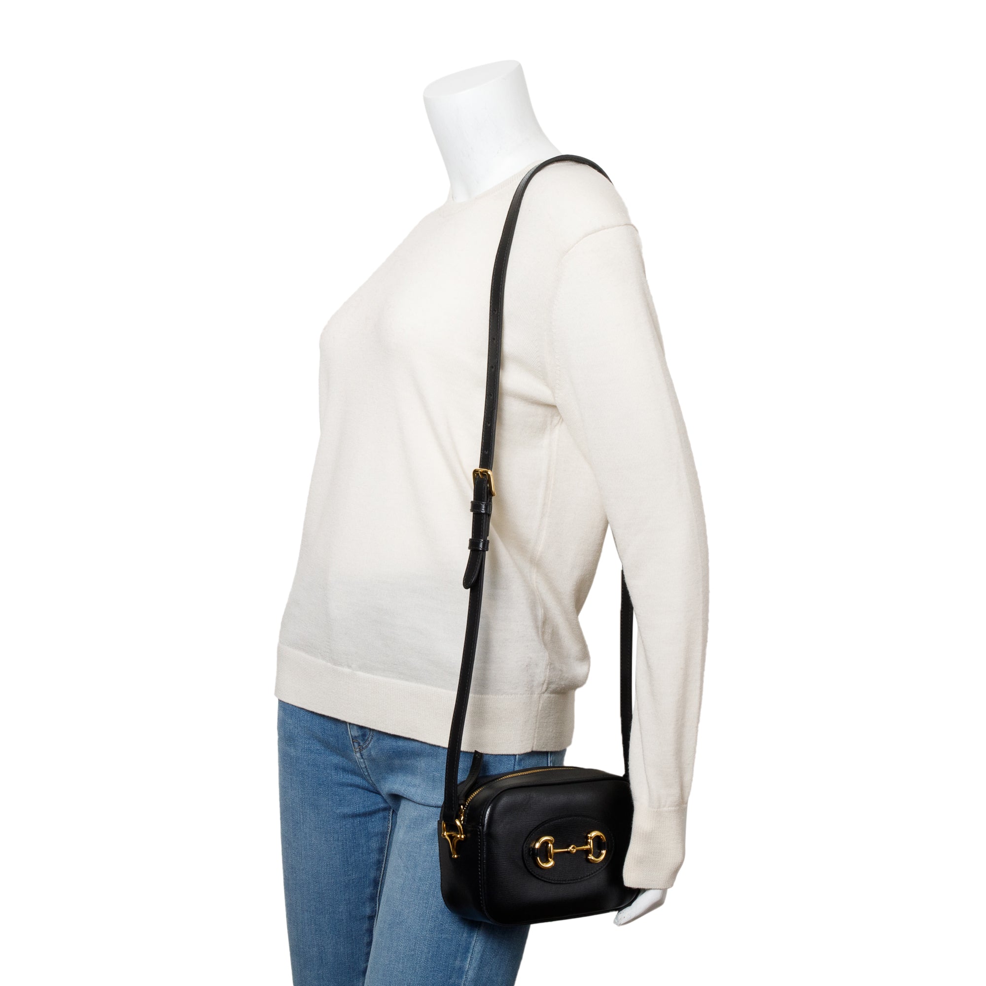 Gucci Black Calfskin Leather Horsebit 1955 Mini Shoulder Bag