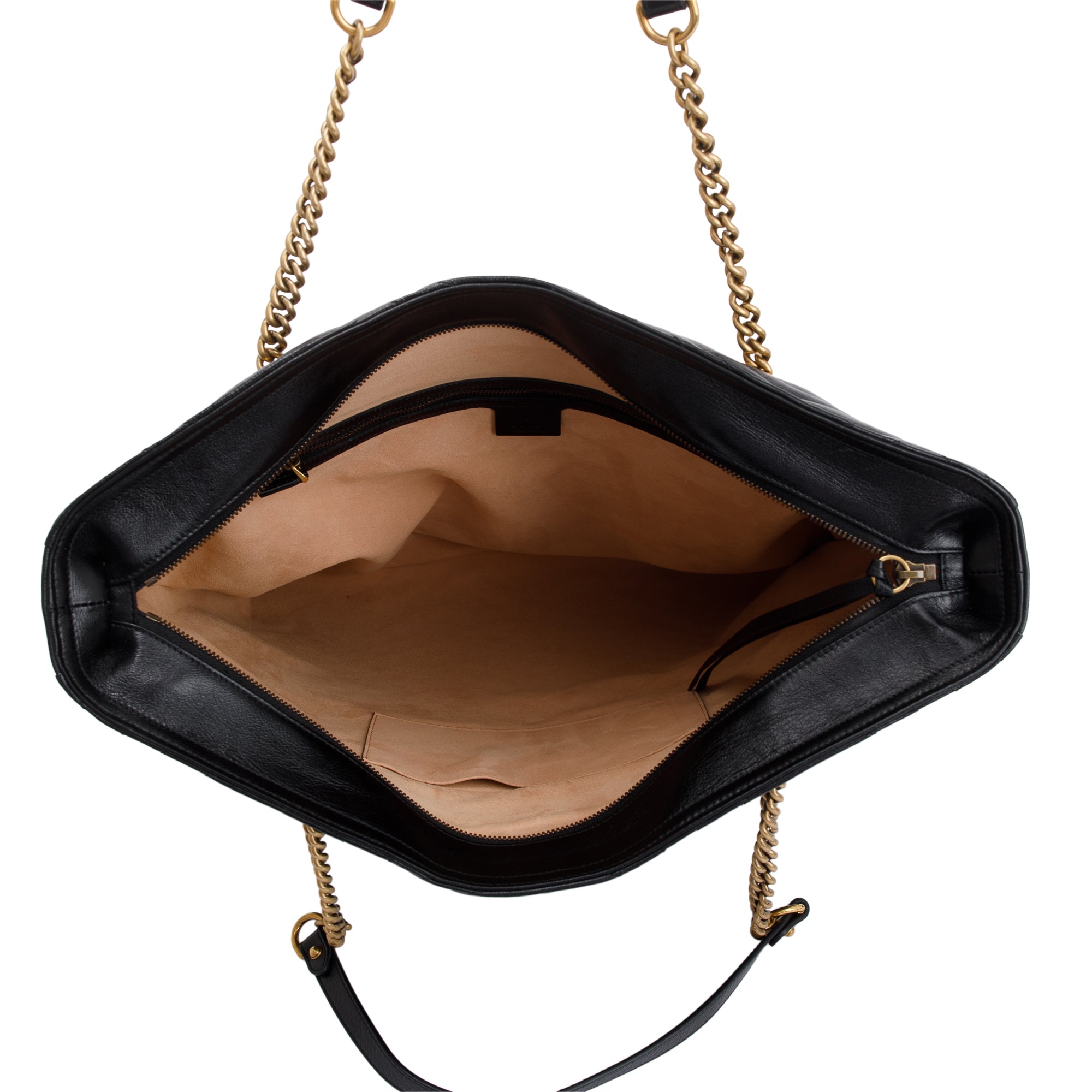 Gucci Black Calfskin Leather Large GG Marmont Matelasse Slim Tote