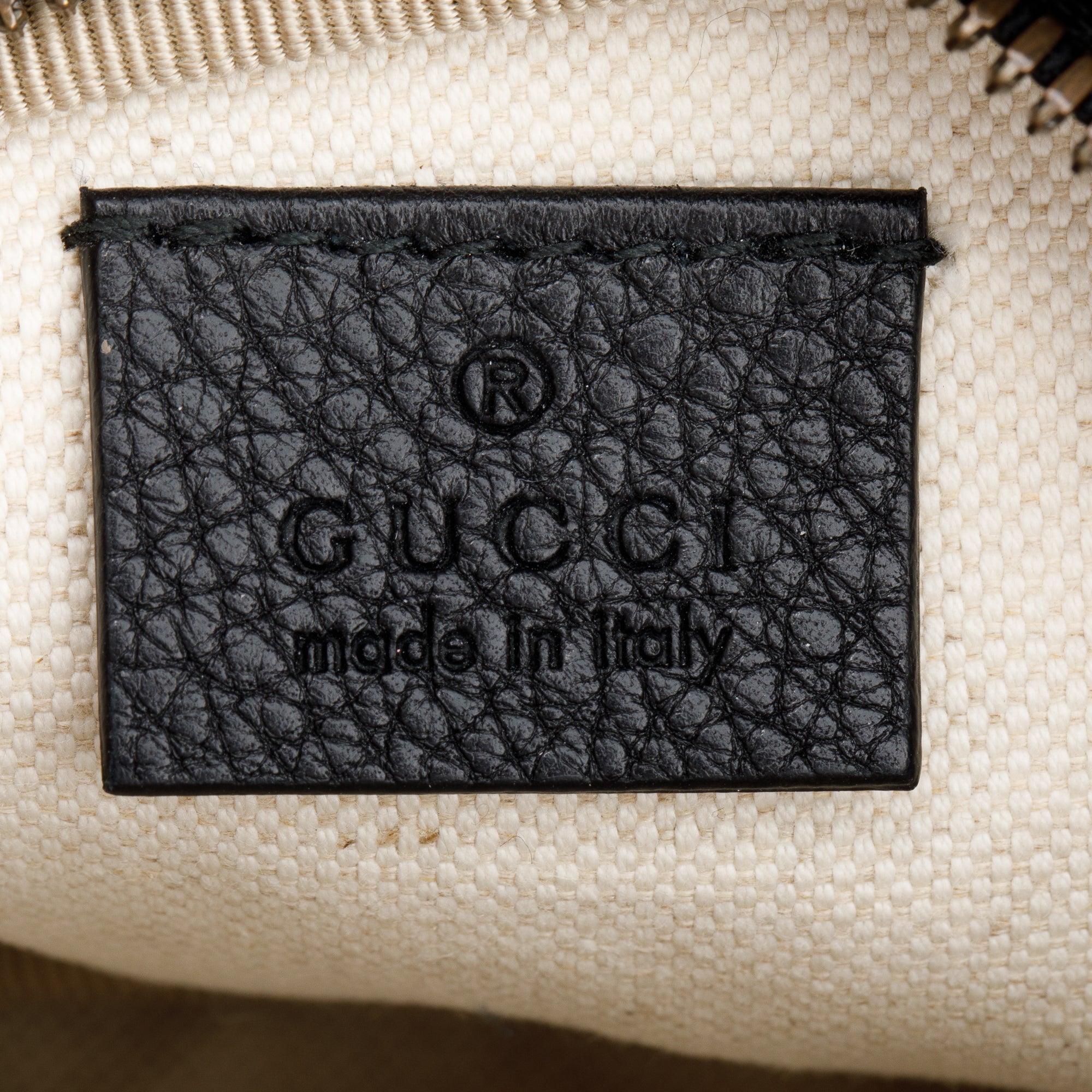 Gucci Black Calfskin Leather Logo Print Small Belt Bag