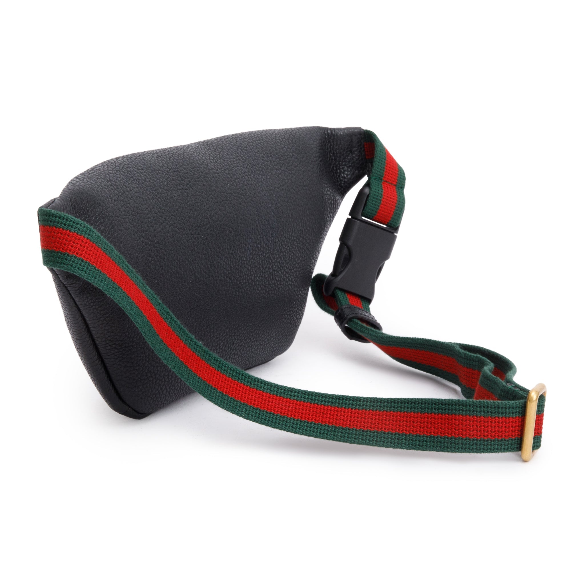 Gucci Black Calfskin Leather Logo Print Small Belt Bag w/ Box