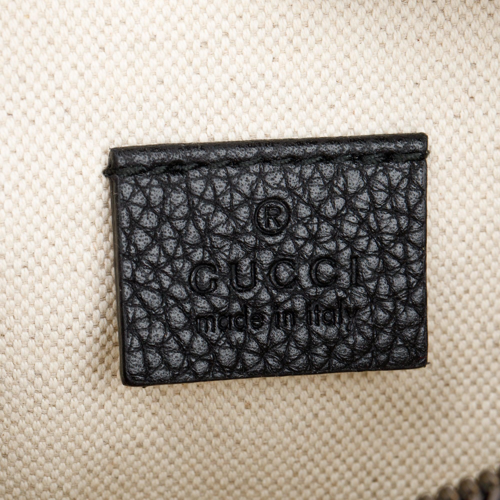 Gucci Black Calfskin Leather Logo Print Small Belt Bag w/ Box