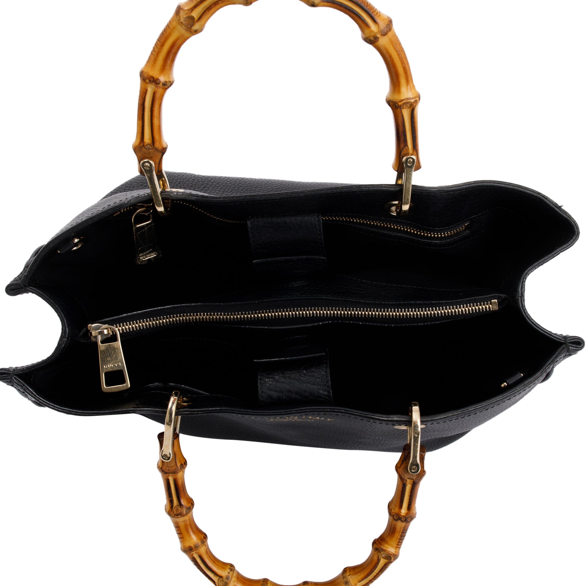 Gucci Black Calfskin Leather Medium Bamboo Shopper Tote W/O Strap
