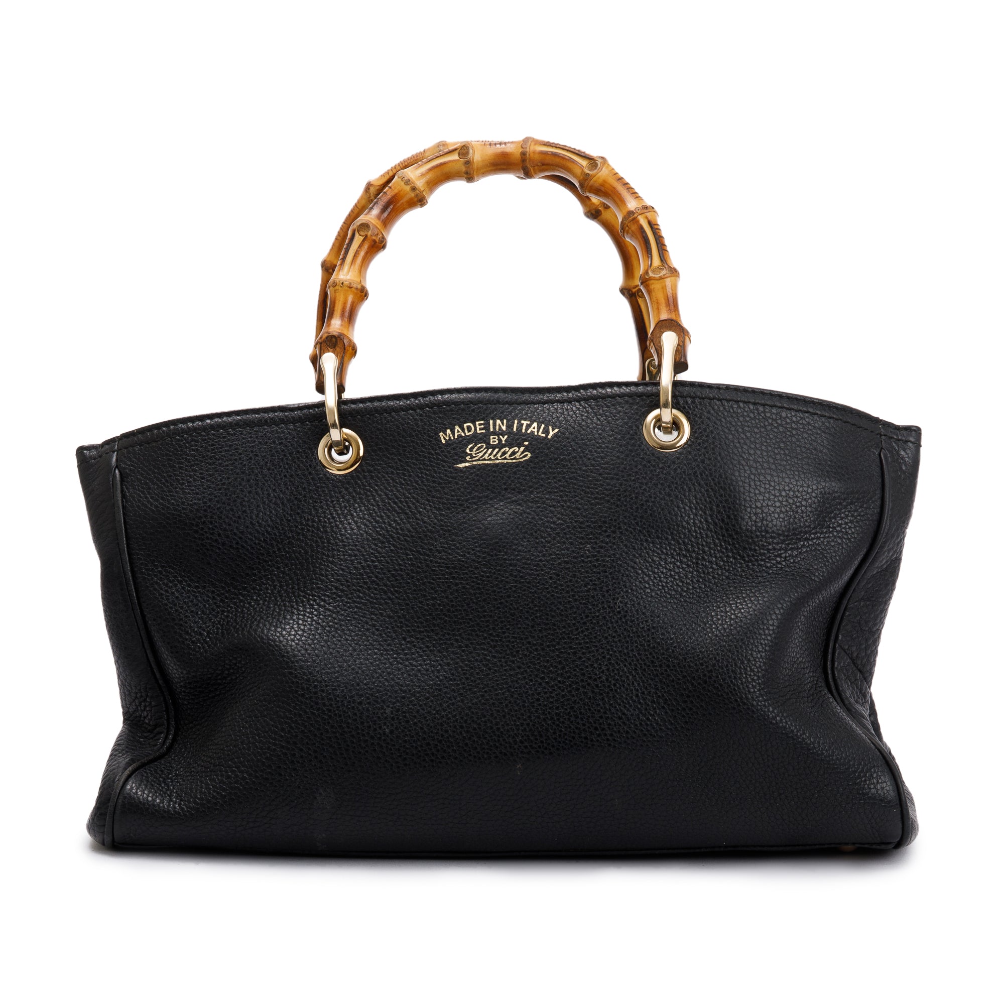 Gucci Black Calfskin Leather Medium Bamboo Shopper Tote W/O Strap