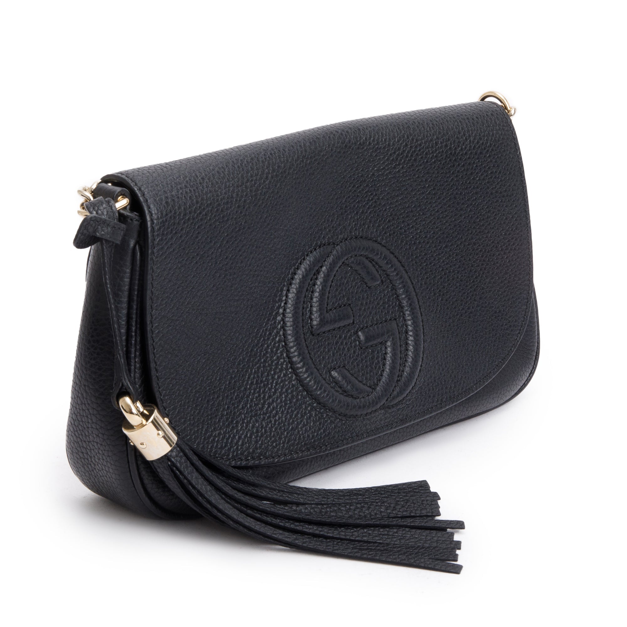 Gucci Black Calfskin Leather Medium Soho Chain Crossbody Bag