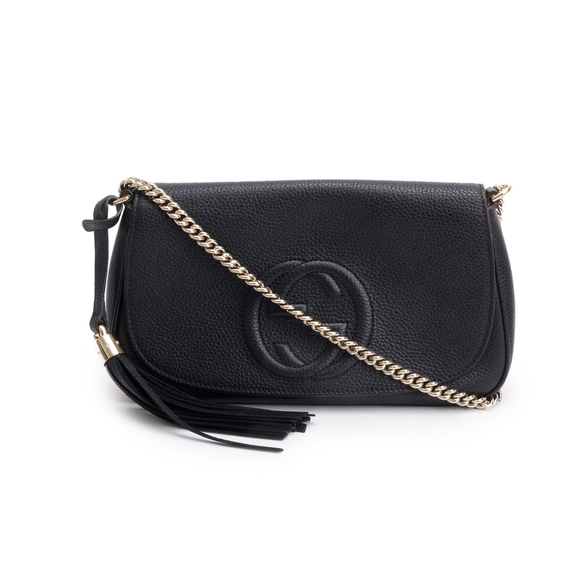 Gucci Black Calfskin Leather Medium Soho Chain Crossbody Bag