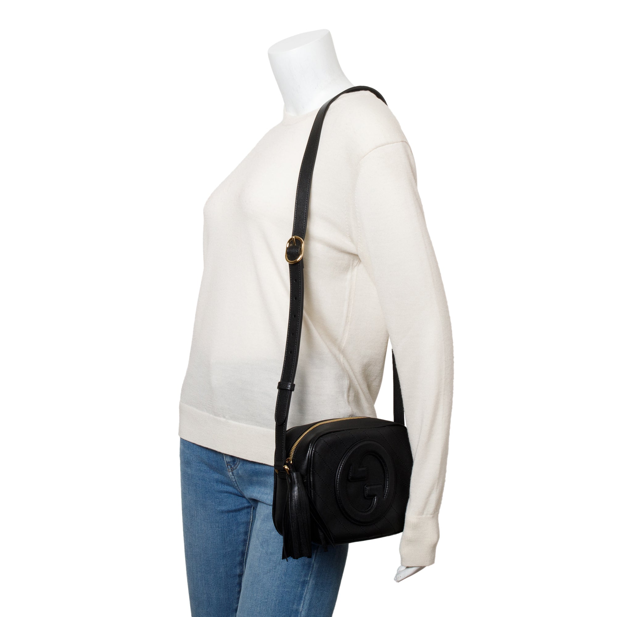 Gucci Black Calfskin Leather Mini Blondie Shoulder Bag