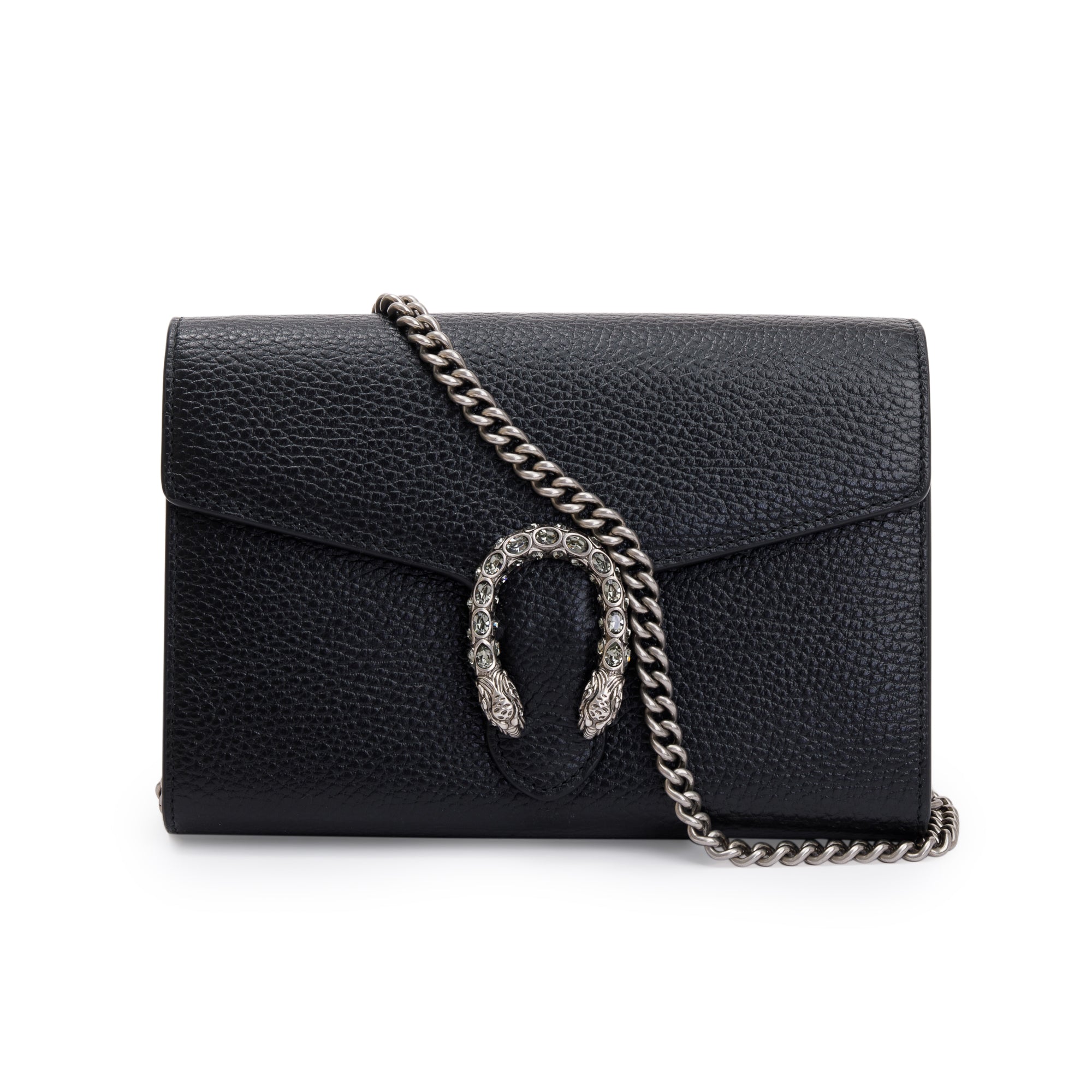 Gucci Black Calfskin Leather Mini Dionysus Chain Wallet