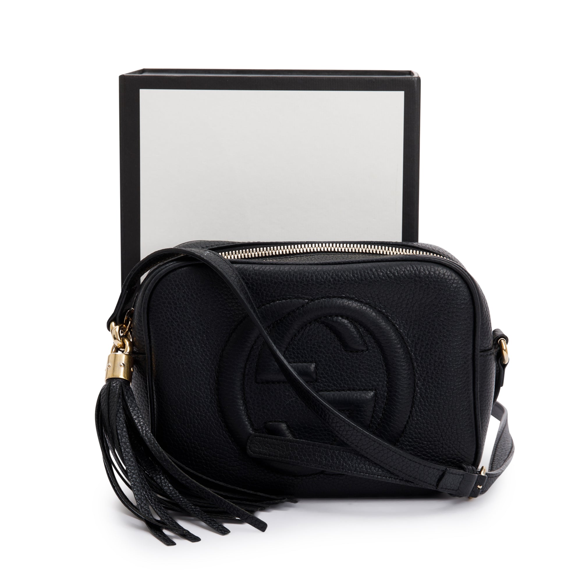 Gucci Black Calfskin Leather Small Soho Disco Bag w/ Box