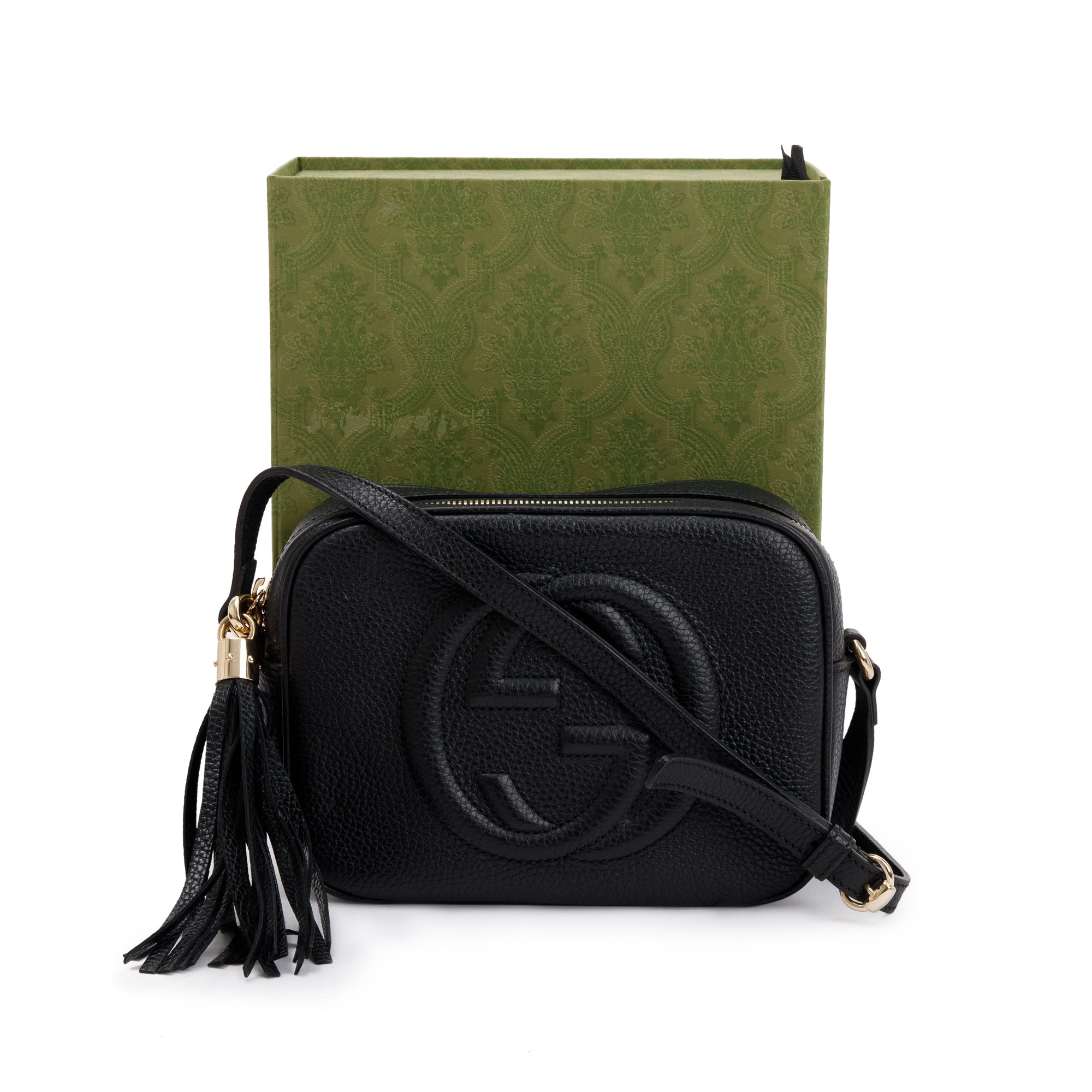 Gucci Black Calfskin Leather Small Soho Disco Bag w/ Box