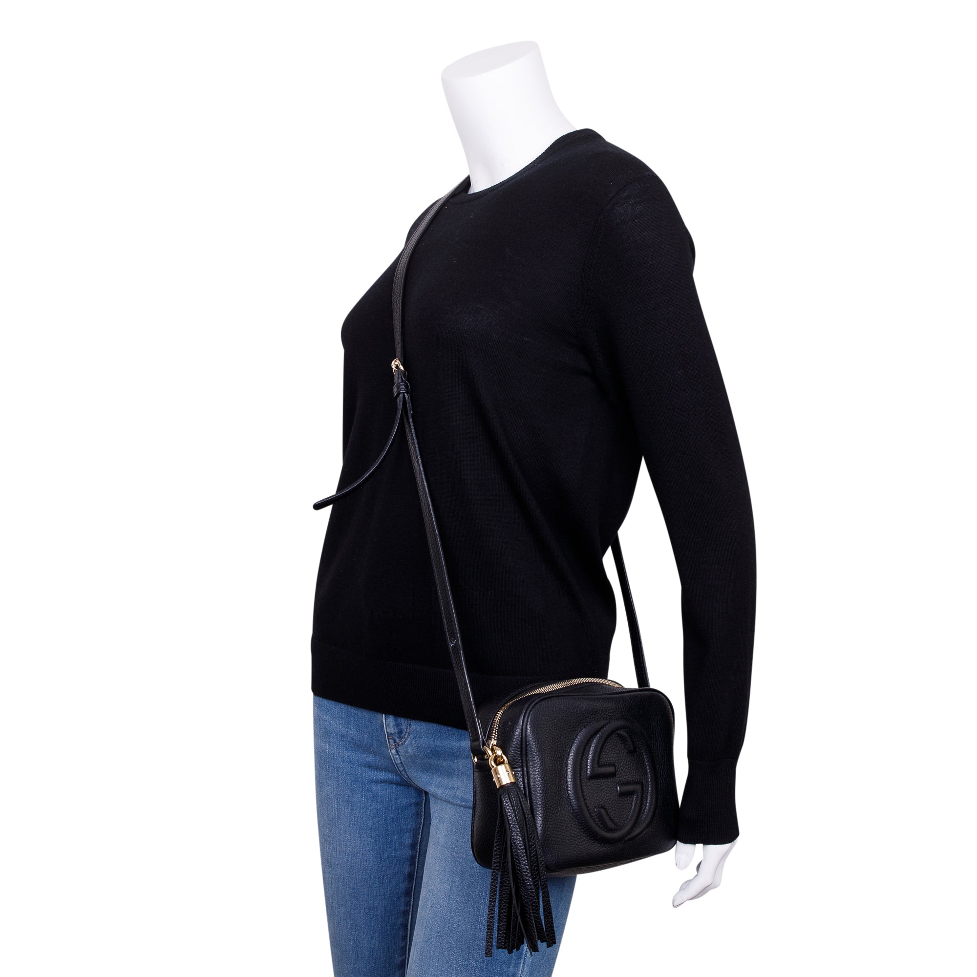 Gucci Black Calfskin Leather Small Soho Disco Bag w/ Box