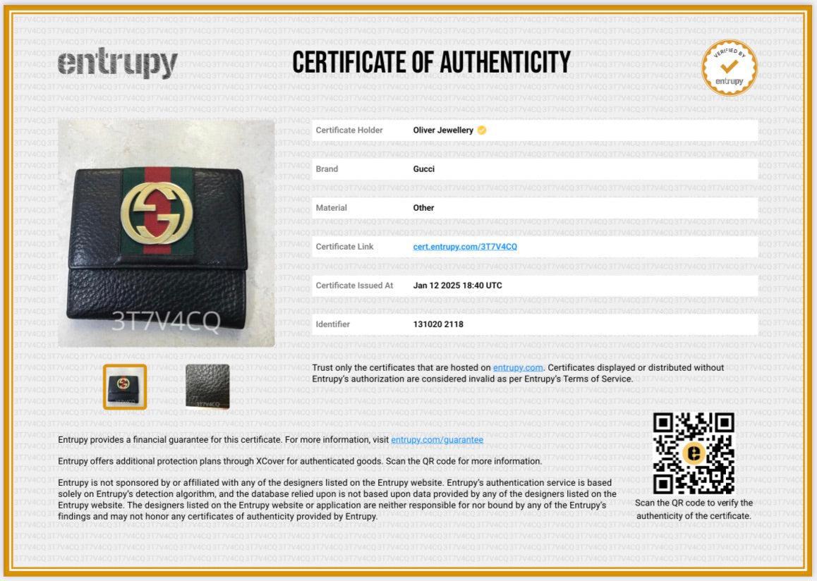 Gucci Black Calfskin Leather Web Interlocking G Logo Dollar French Flap Wallet