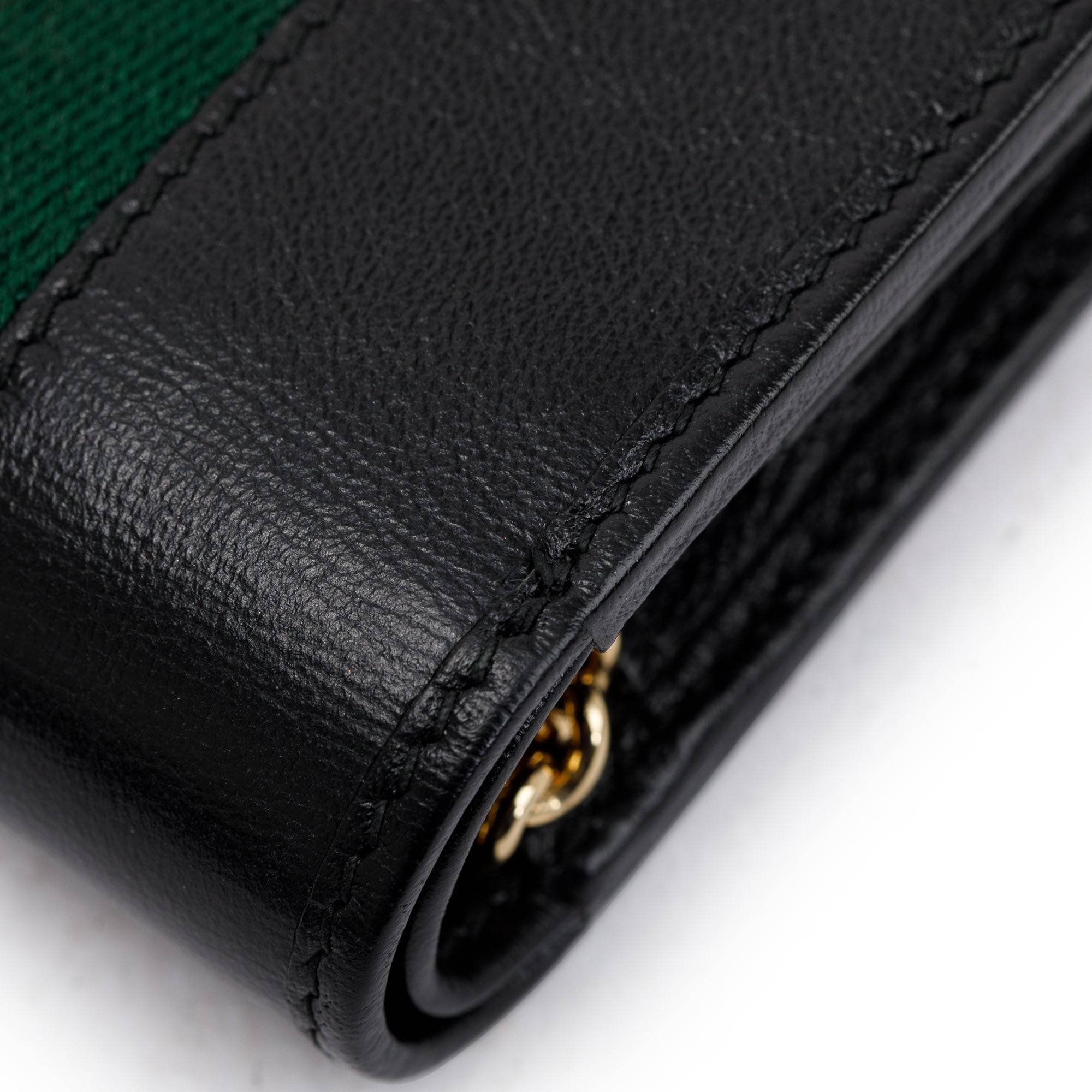 Gucci Black Calfskin Leather Web Rajah Chain Card Case Wallet